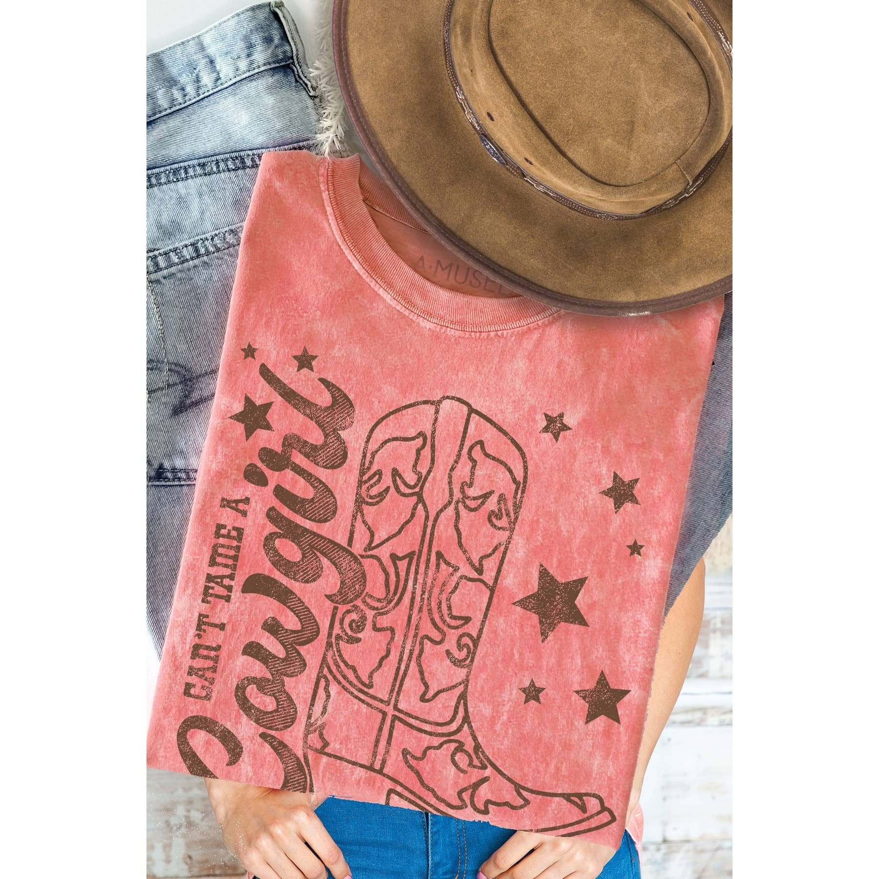 Cant Tame A Cowgirl- Vintage Mineral Wash - Adult & Kids T-Shirts, Sweatshirts & Hoodies apparel design preview 1