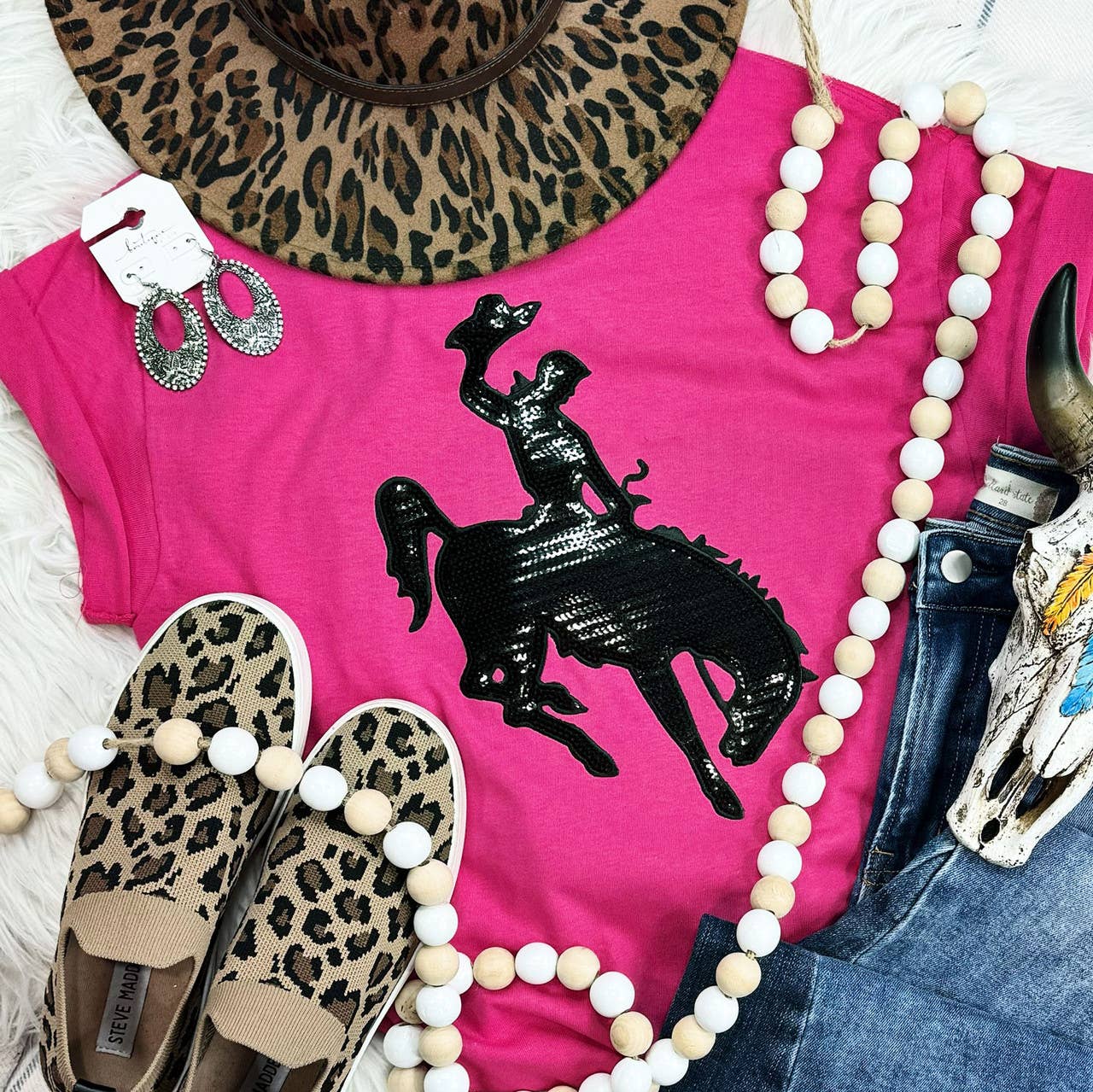 Rodeo Cowboy and Horse Sequin Patch Everyday - Adult & Kids T-Shirts, Sweatshirts & Hoodies apparel design preview 1