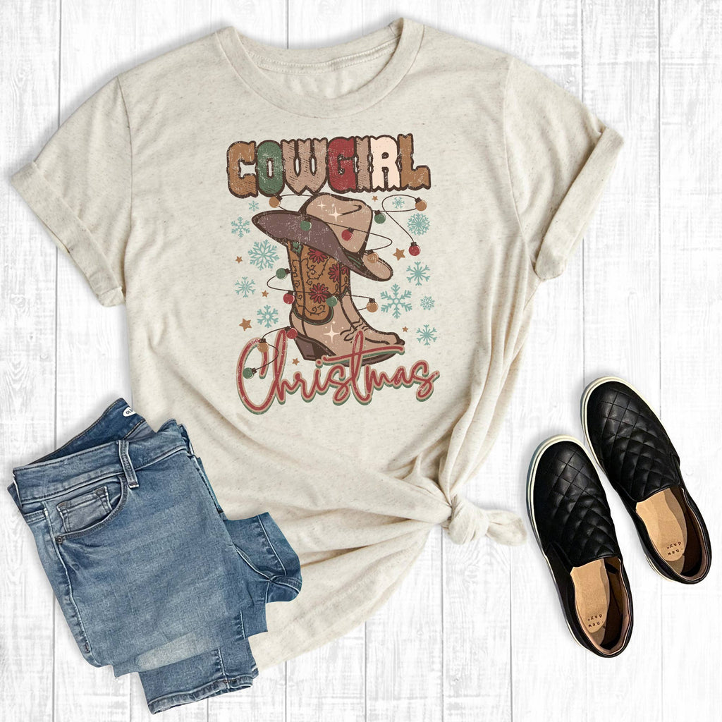 Cowgirl Christmas Boots - Adult & Kids T-Shirts, Sweatshirts & Hoodies apparel design preview 1