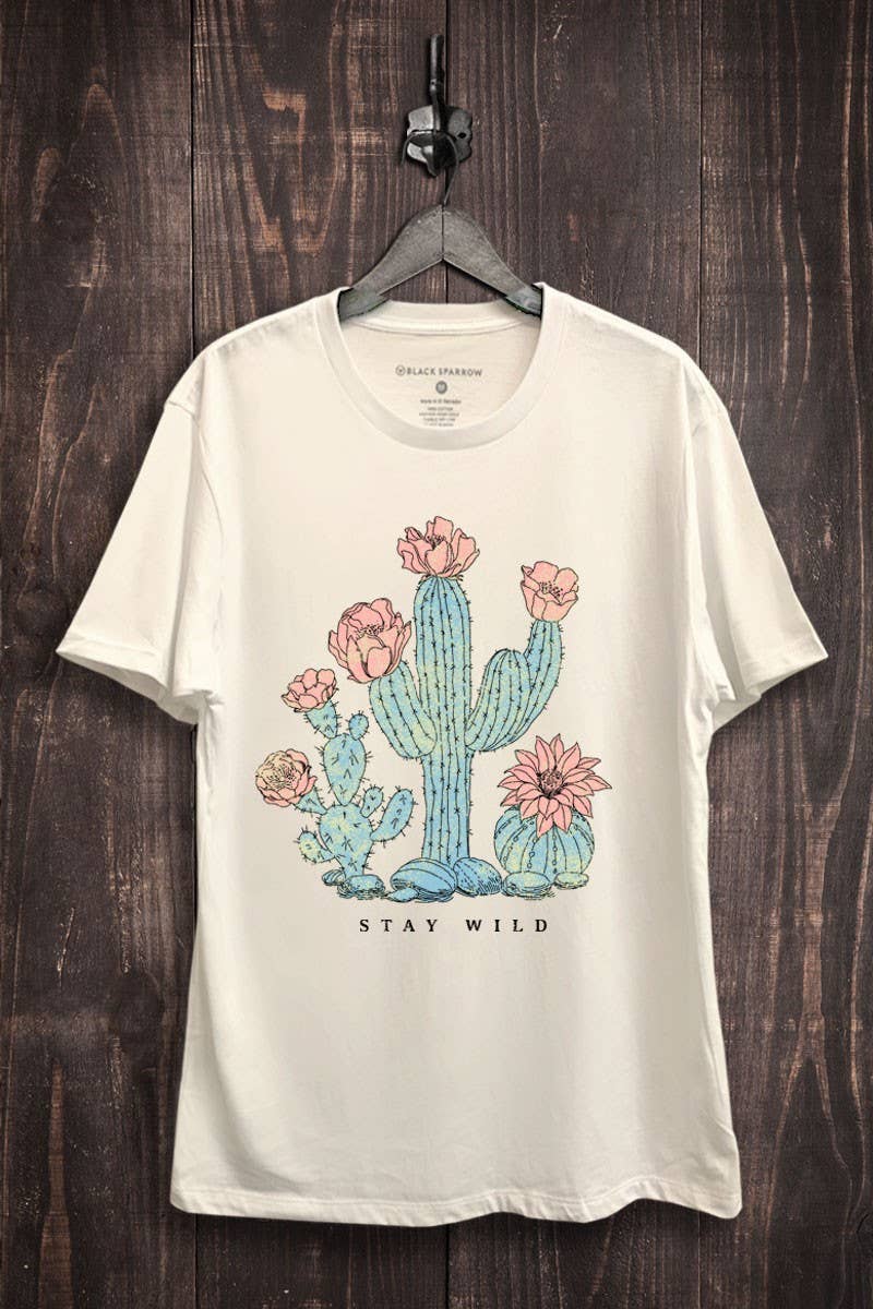 Stay Wild Cactus Flowers Graphic Top - Adult & Kids T-Shirts, Sweatshirts & Hoodies apparel design preview 1