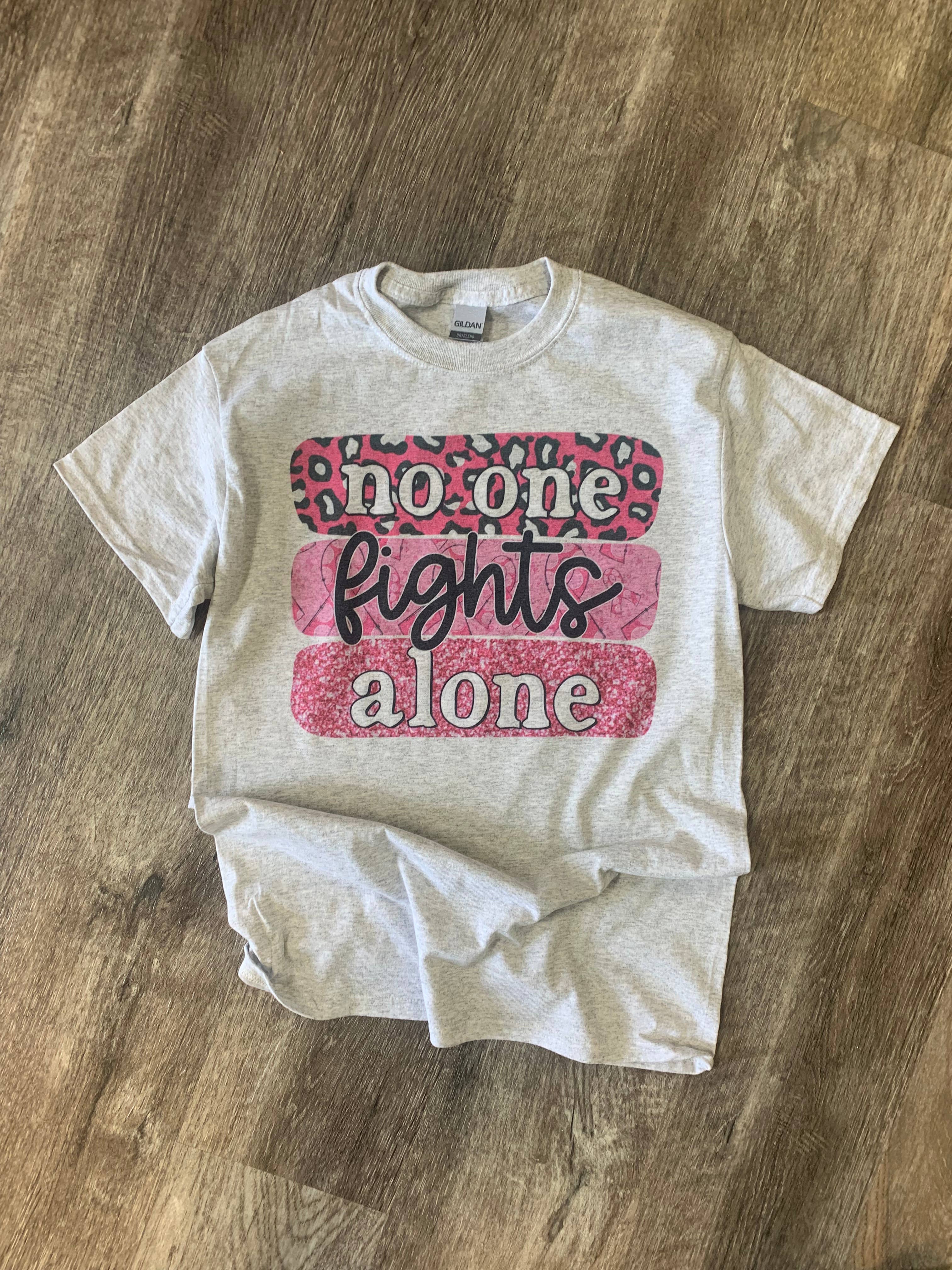 No One Fights Alone Breast Cancer Awareness On Ash - Adult & Kids T-Shirts, Sweatshirts & Hoodies apparel design preview 1