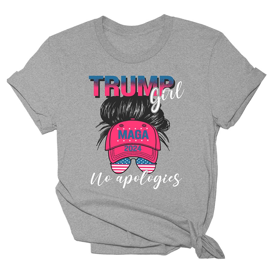 Trump Girl No Apologies Lmf Heather Grey - Adult & Kids T-Shirts, Sweatshirts & Hoodies apparel design preview 1