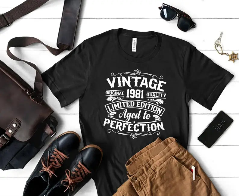 Vintage 1981 Aged To Perfection Gift For Her - Adult & Kids T-Shirts, Sweatshirts & Hoodies apparel design preview 1