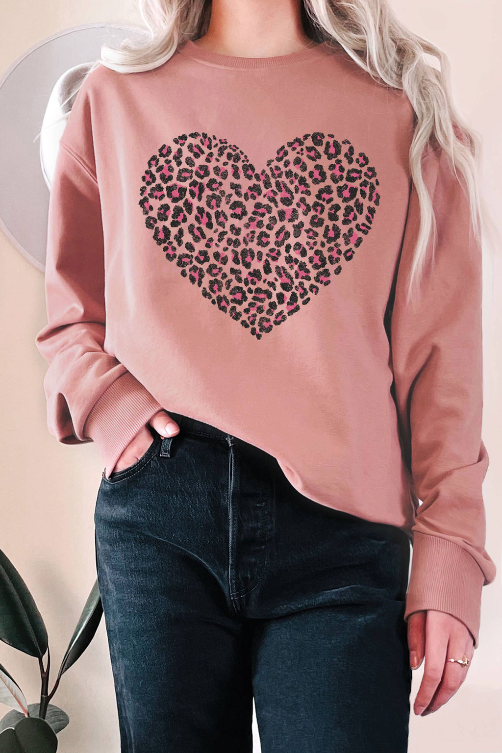 Heart Leopard Valentine Graphic Terry - Adult & Kids T-Shirts, Sweatshirts & Hoodies apparel design preview 1