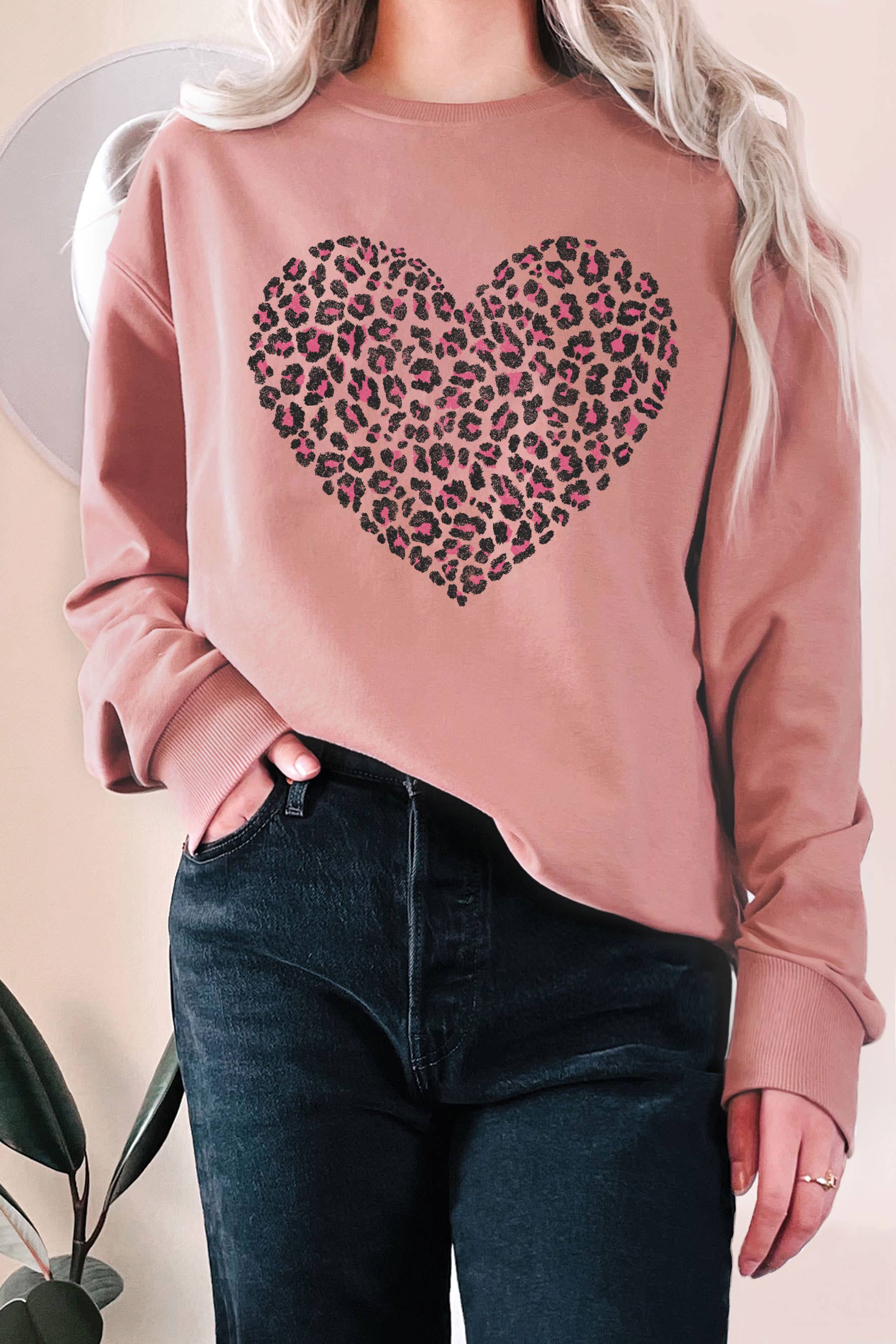 Heart Leopard Valentine Graphic Terry - Adult & Kids T-Shirts, Sweatshirts & Hoodies apparel design preview 1