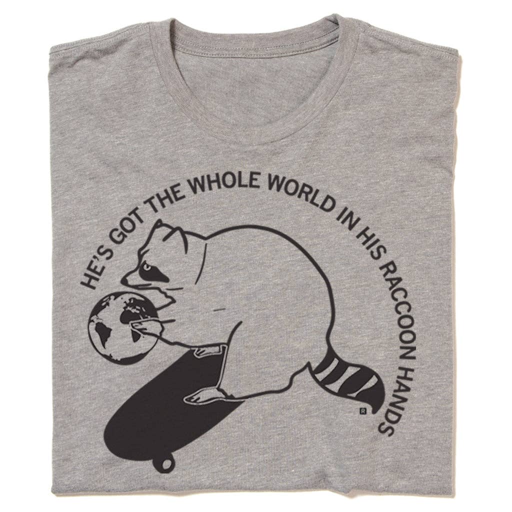 World in His Raccoon Hands - Adult & Kids T-Shirts, Sweatshirts & Hoodies apparel design preview 1