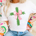 Pink Coquette Bow Cross Easter Graphic Gildan - Adult & Kids T-Shirts, Sweatshirts & Hoodies apparel design preview 1