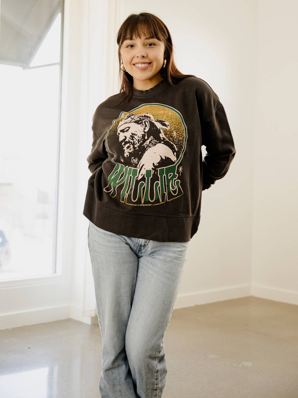 Willie Nelson Crystal Smoke Hi-Dive Oversized - Adult & Kids T-Shirts, Sweatshirts & Hoodies apparel design preview 1