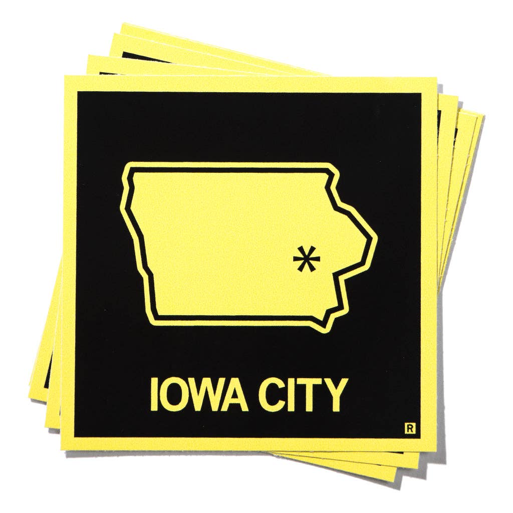 Iowa City, Outline Sticker Gold Black - Adult & Kids T-Shirts, Sweatshirts & Hoodies apparel design preview 1