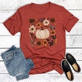 Boho Floral Fall Pumpkin Graphic - Adult & Kids T-Shirts, Sweatshirts & Hoodies apparel design preview 1