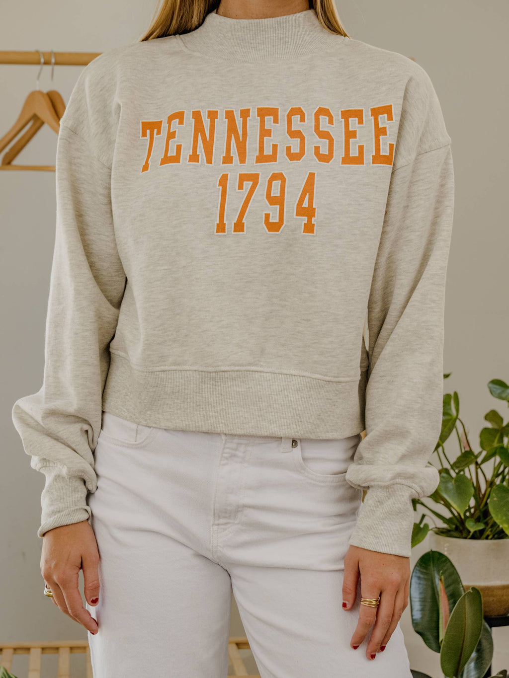Tennessee College Block Puff Ink Gray Mock Neck - Adult & Kids T-Shirts, Sweatshirts & Hoodies apparel design preview 1