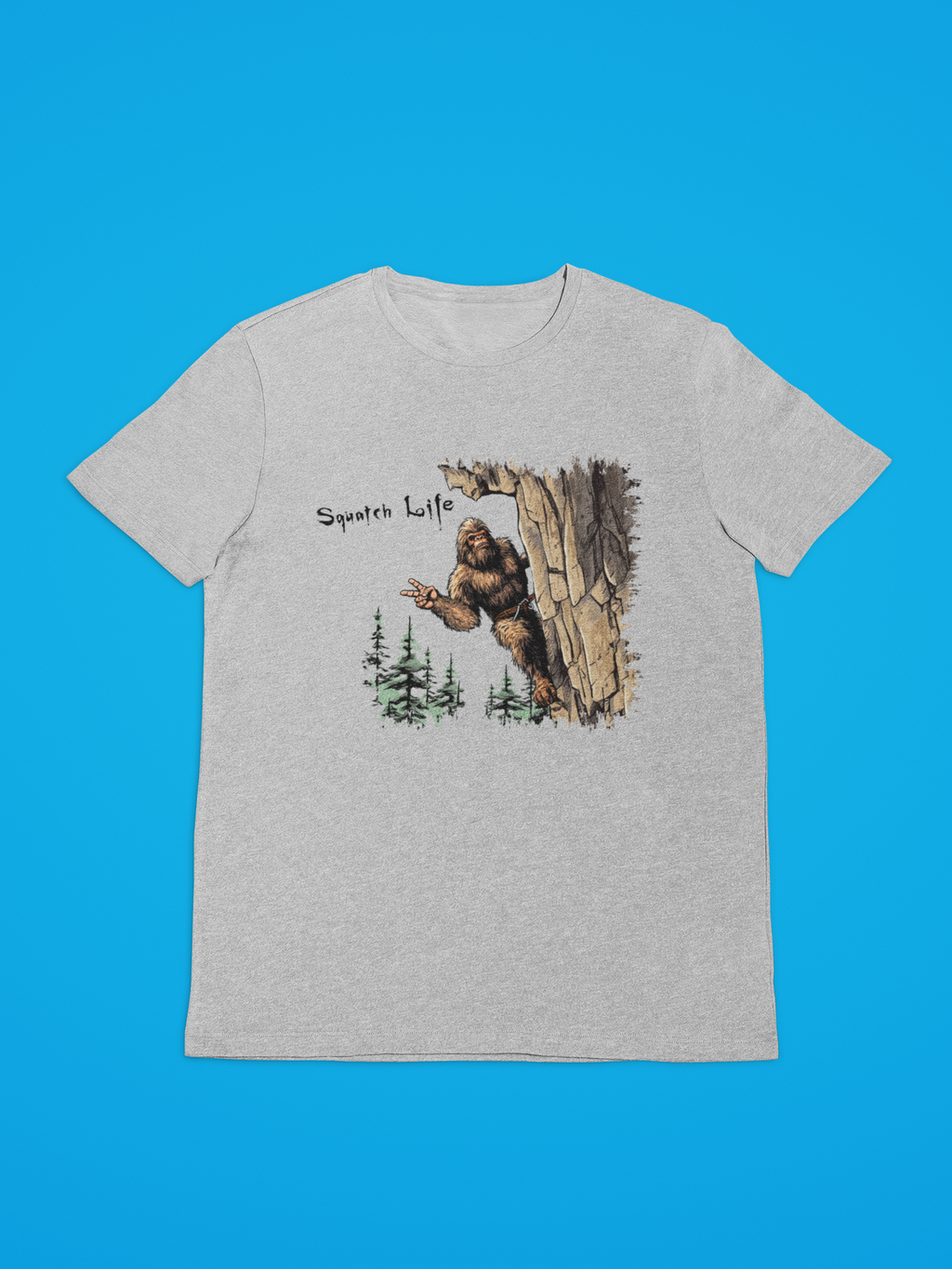 Squatch Life Rock Climbing Bigfoot Grey - Adult & Kids T-Shirts, Sweatshirts & Hoodies apparel design preview 1