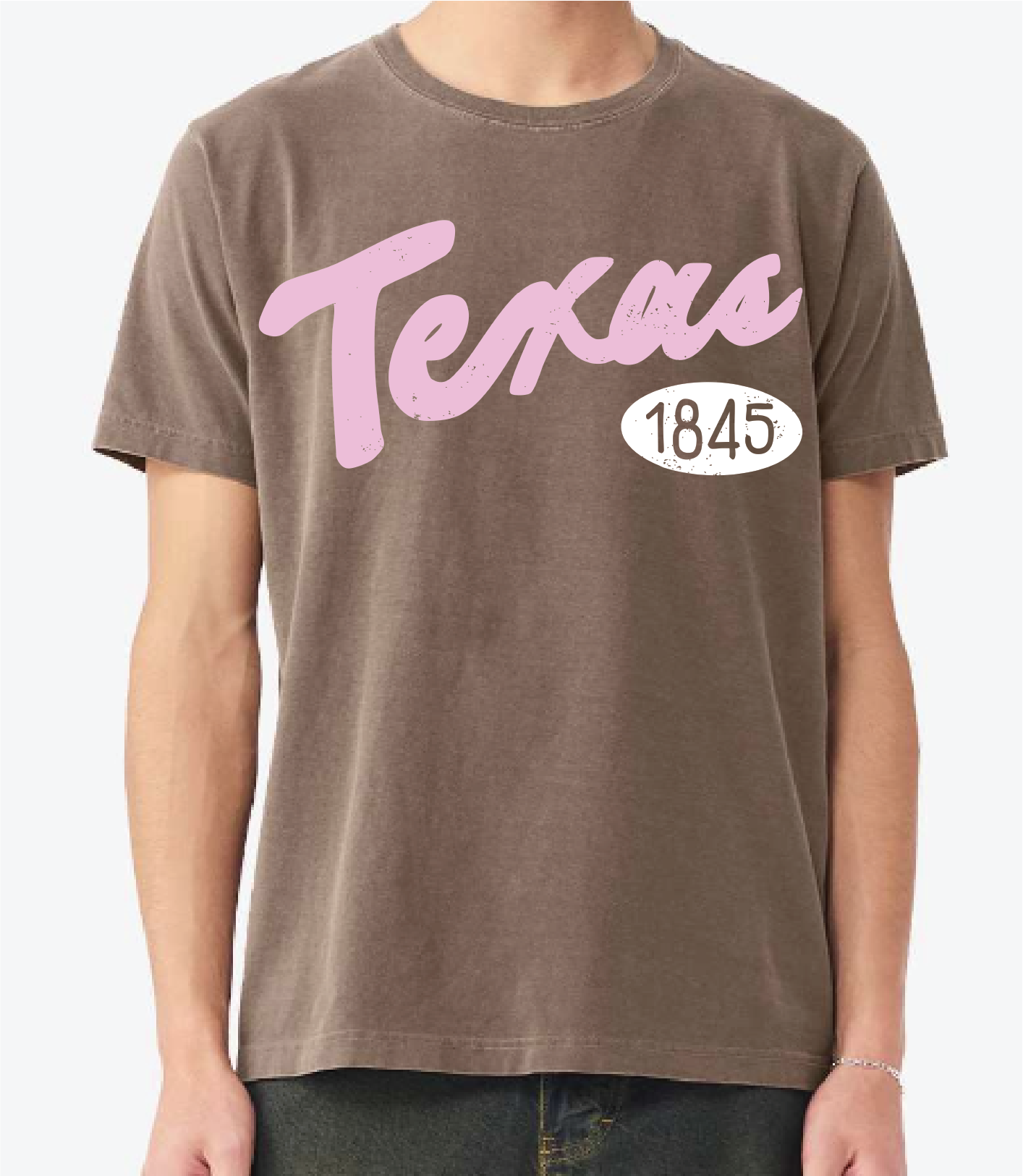 Texas 1845 Puff Ink Washed Cocoa Heavyweight - Adult & Kids T-Shirts, Sweatshirts & Hoodies apparel design preview 1