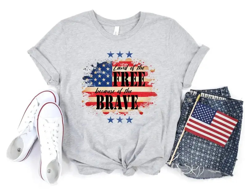 Land of the Free Because Brave - Adult & Kids T-Shirts, Sweatshirts & Hoodies apparel design preview 1