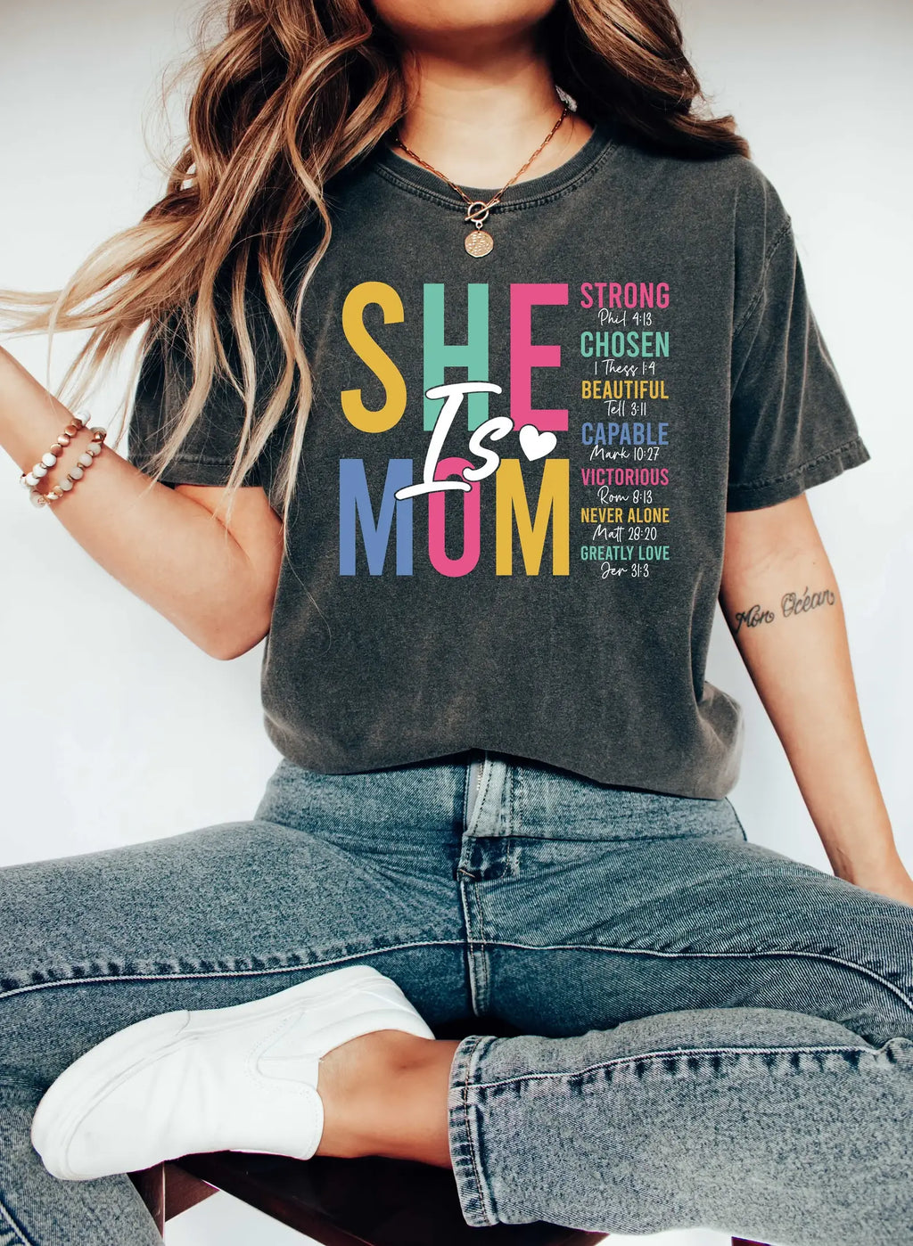 She Is Mom Bible Verse Religious - Adult & Kids T-Shirts, Sweatshirts & Hoodies apparel design preview 1