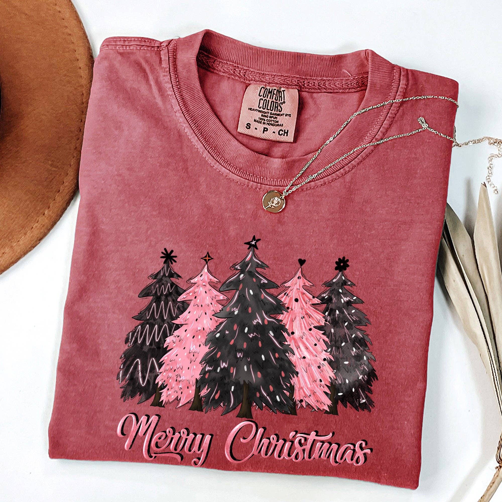 Merry Christmas Trees, Winter, Snow, Santa, Xmas - Adult & Kids T-Shirts, Sweatshirts & Hoodies apparel design preview 1