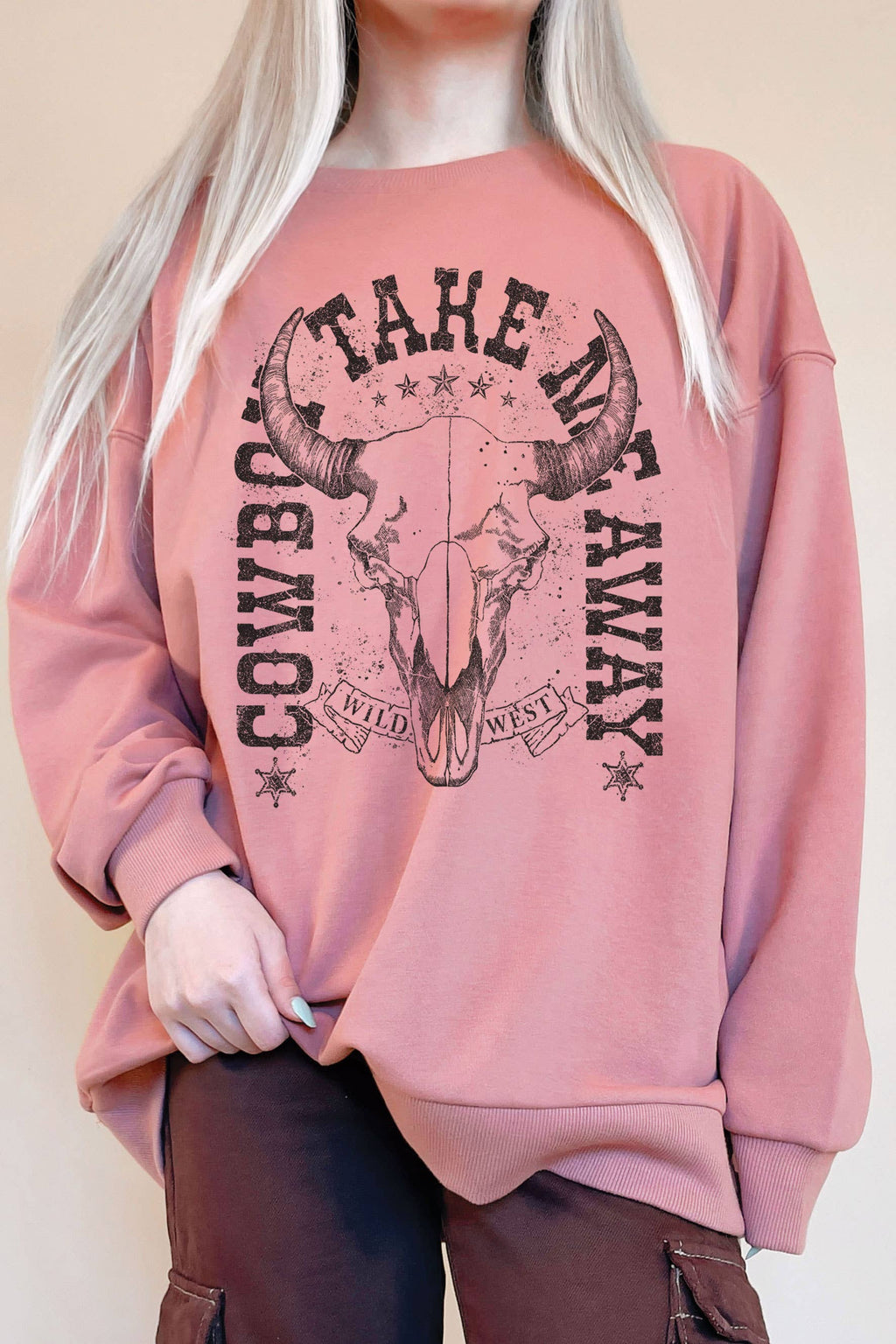 Cowboy Take Me Away Cow Oversize Graphic Terry - Adult & Kids T-Shirts, Sweatshirts & Hoodies apparel design preview 1