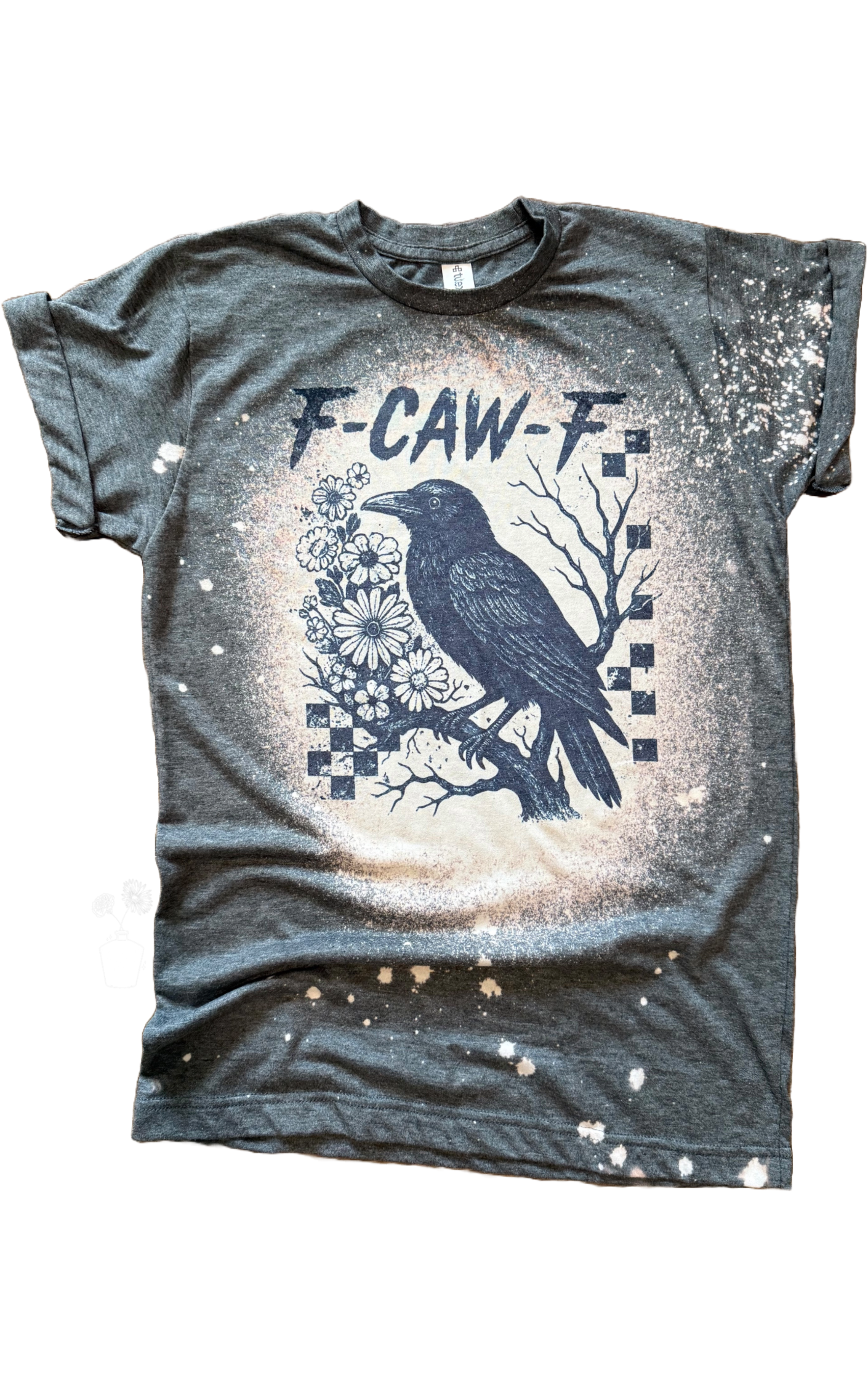 F-Caw-F Raven Checkered Bleached - Adult & Kids T-Shirts, Sweatshirts & Hoodies apparel design preview 1
