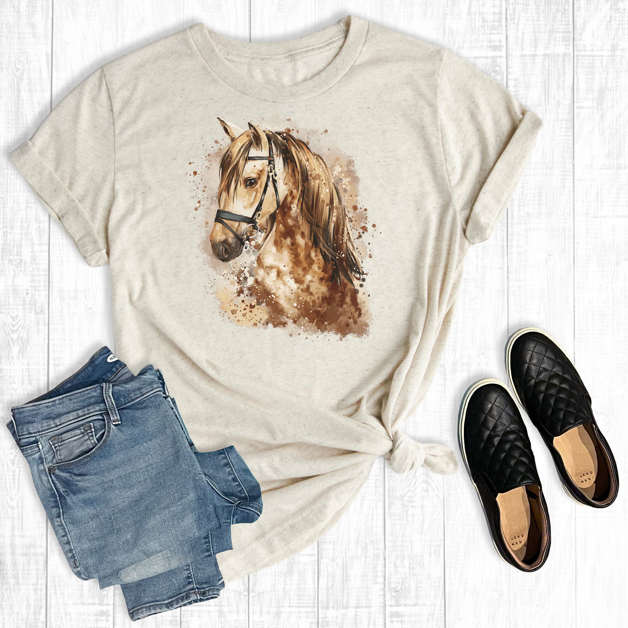 Watercolor Horse - Adult & Kids T-Shirts, Sweatshirts & Hoodies apparel design preview 1