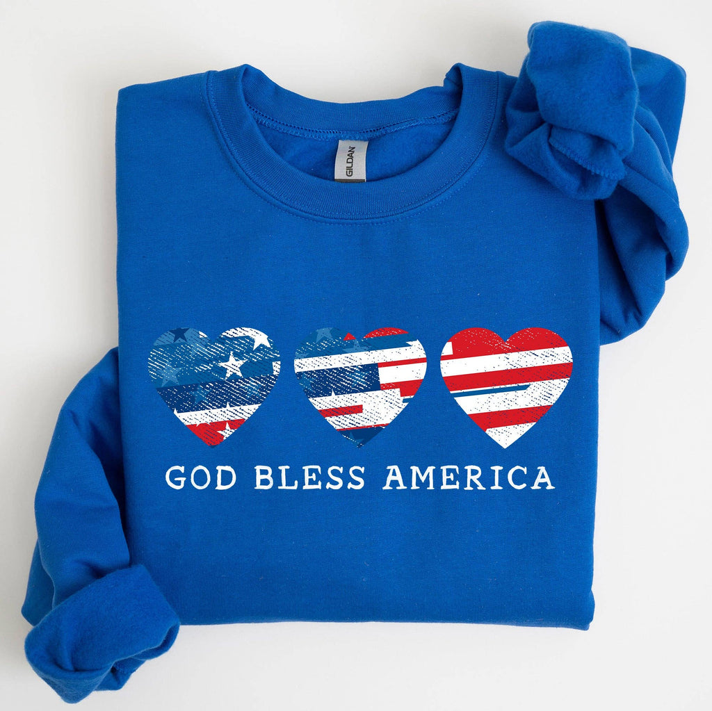 God Bless America, Retro Hearts, 4th of July - Adult & Kids T-Shirts, Sweatshirts & Hoodies apparel design preview 1