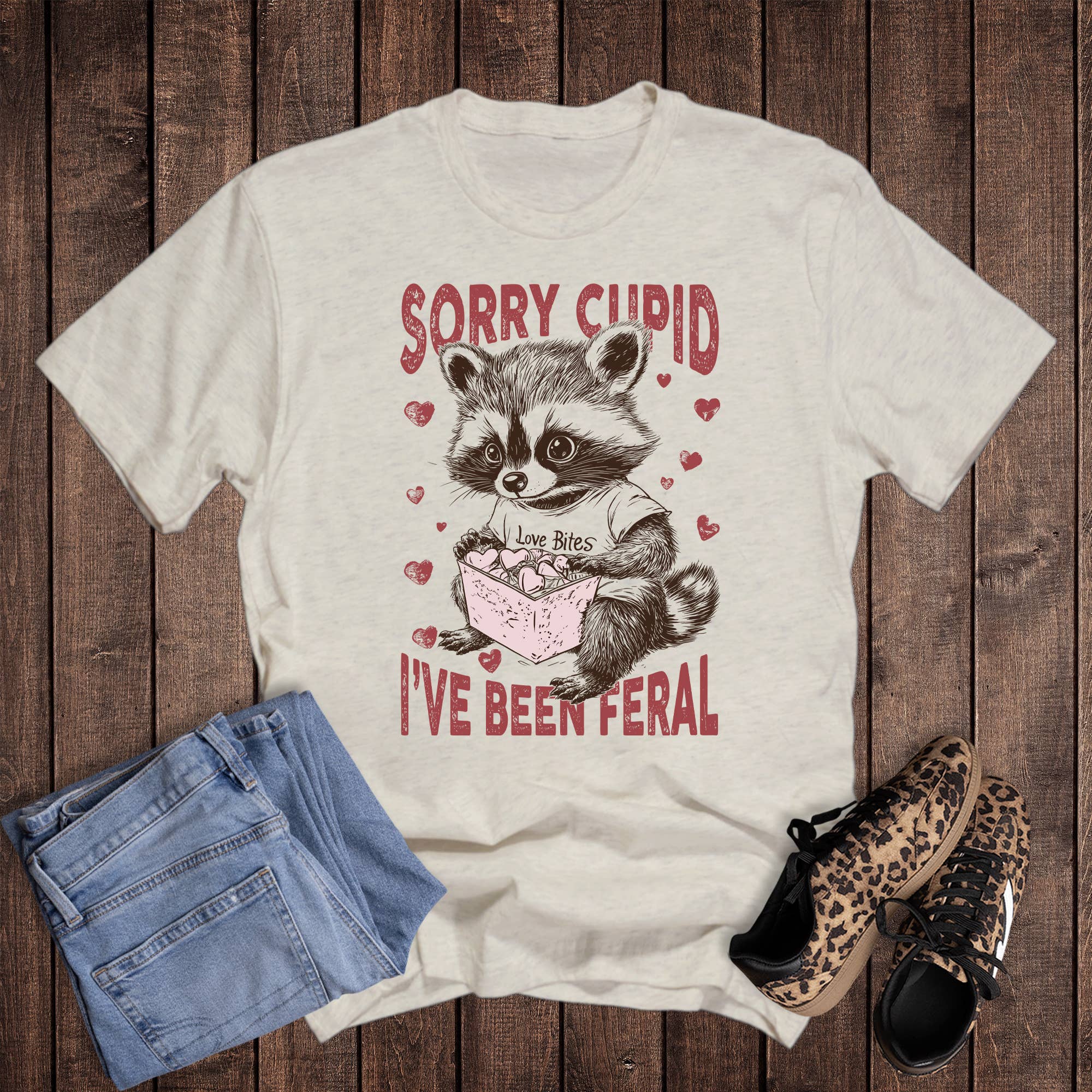 Valentines Sorry Cupid I've Been Feral Graphic - Adult & Kids T-Shirts, Sweatshirts & Hoodies apparel design preview 1