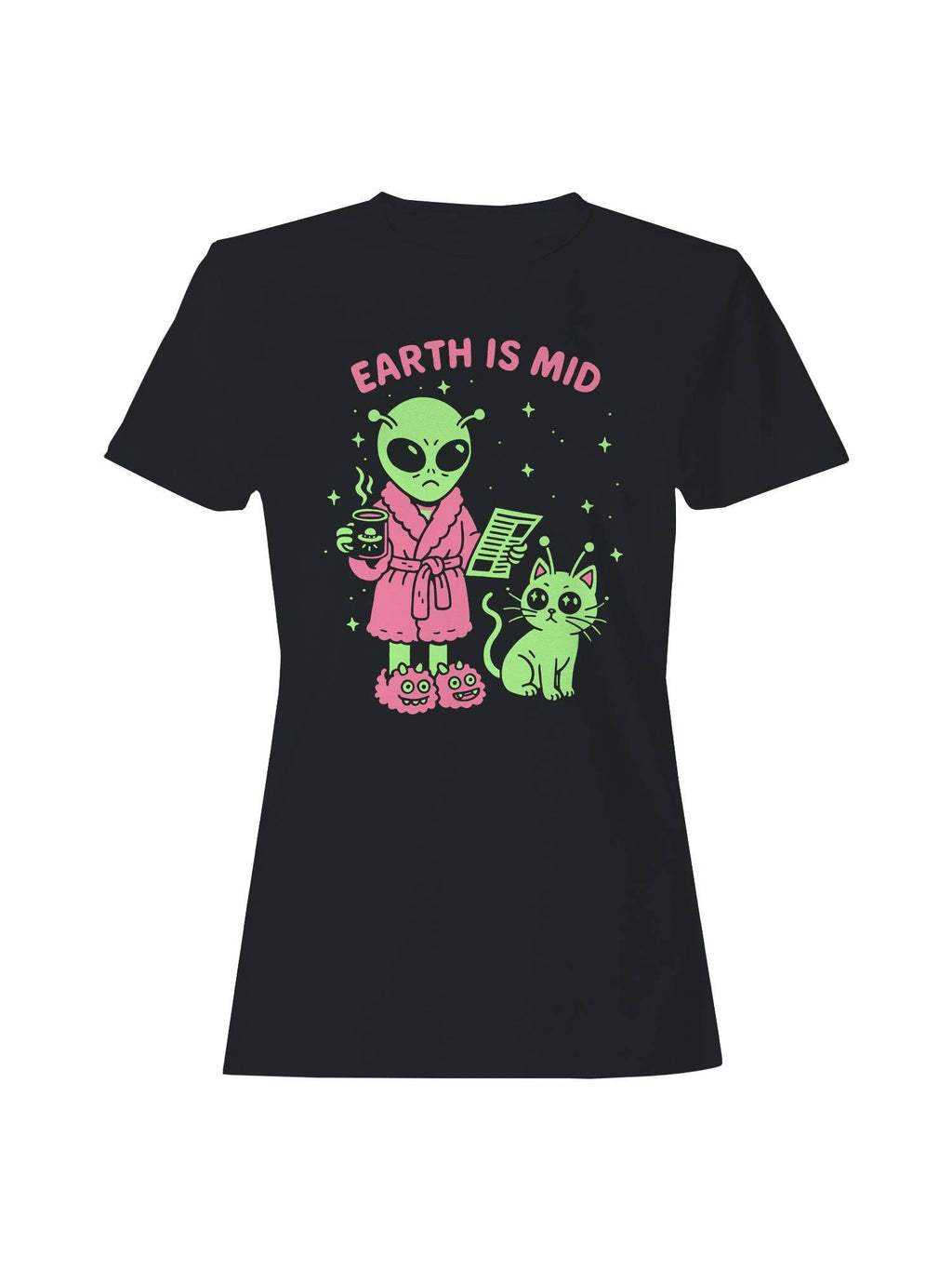 Alien Morning Routine Humor Design Women's - Adult & Kids T-Shirts, Sweatshirts & Hoodies apparel design preview 1