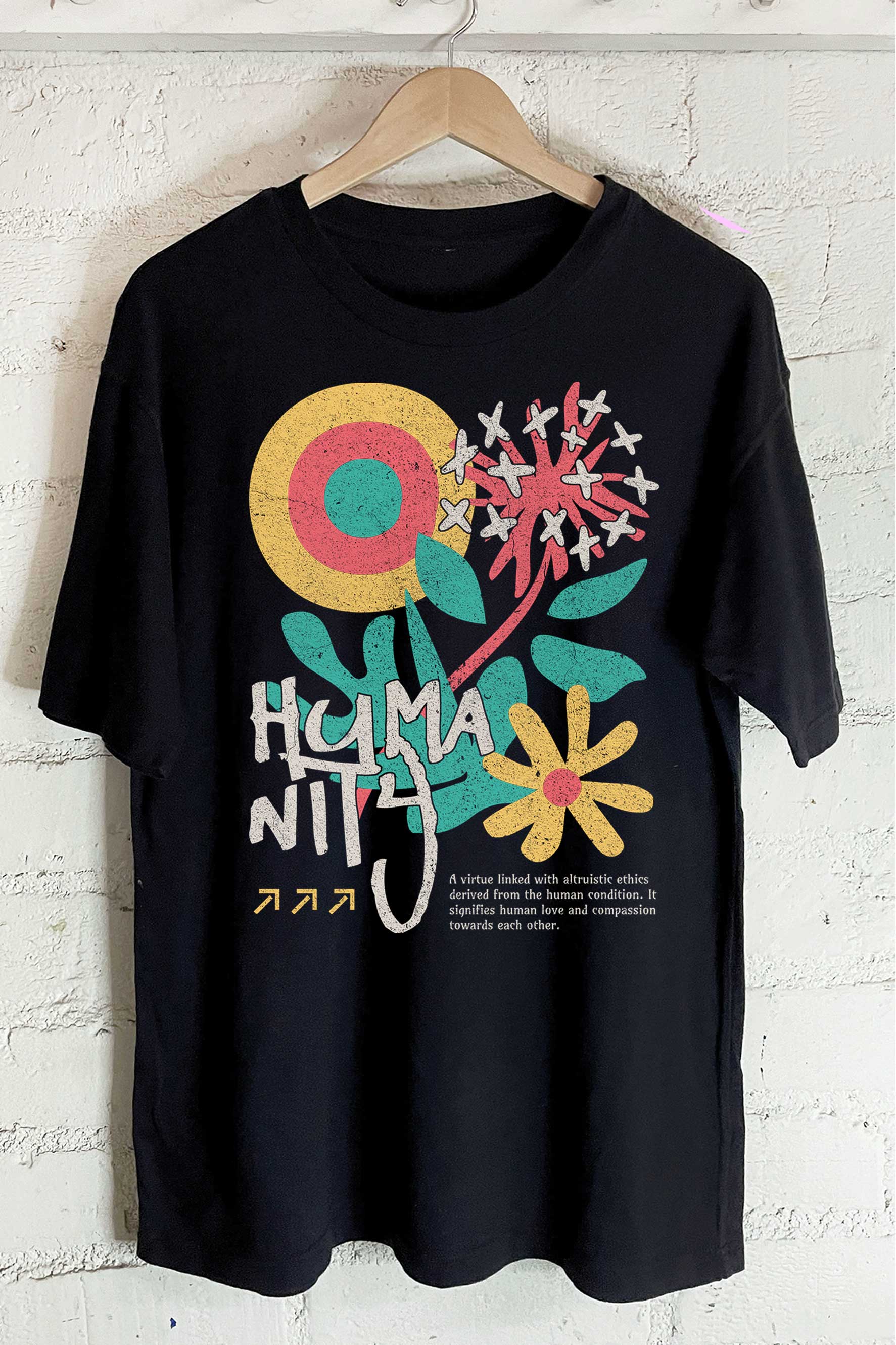 Humanity Flower Oversize Graphic - Adult & Kids T-Shirts, Sweatshirts & Hoodies apparel design preview 1