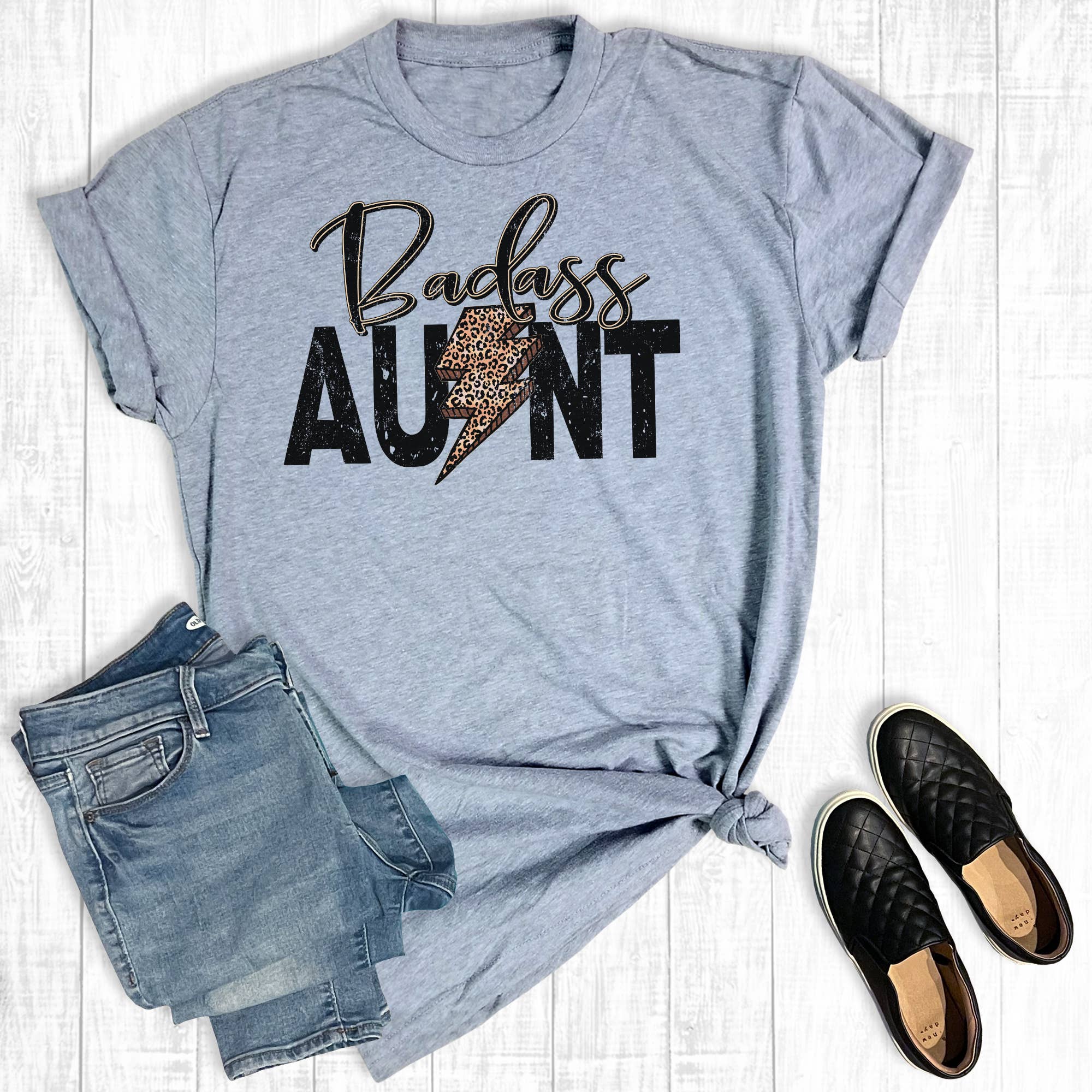 Leopard Bolt Bad A Aunt Graphic - Adult & Kids T-Shirts, Sweatshirts & Hoodies apparel design preview 1
