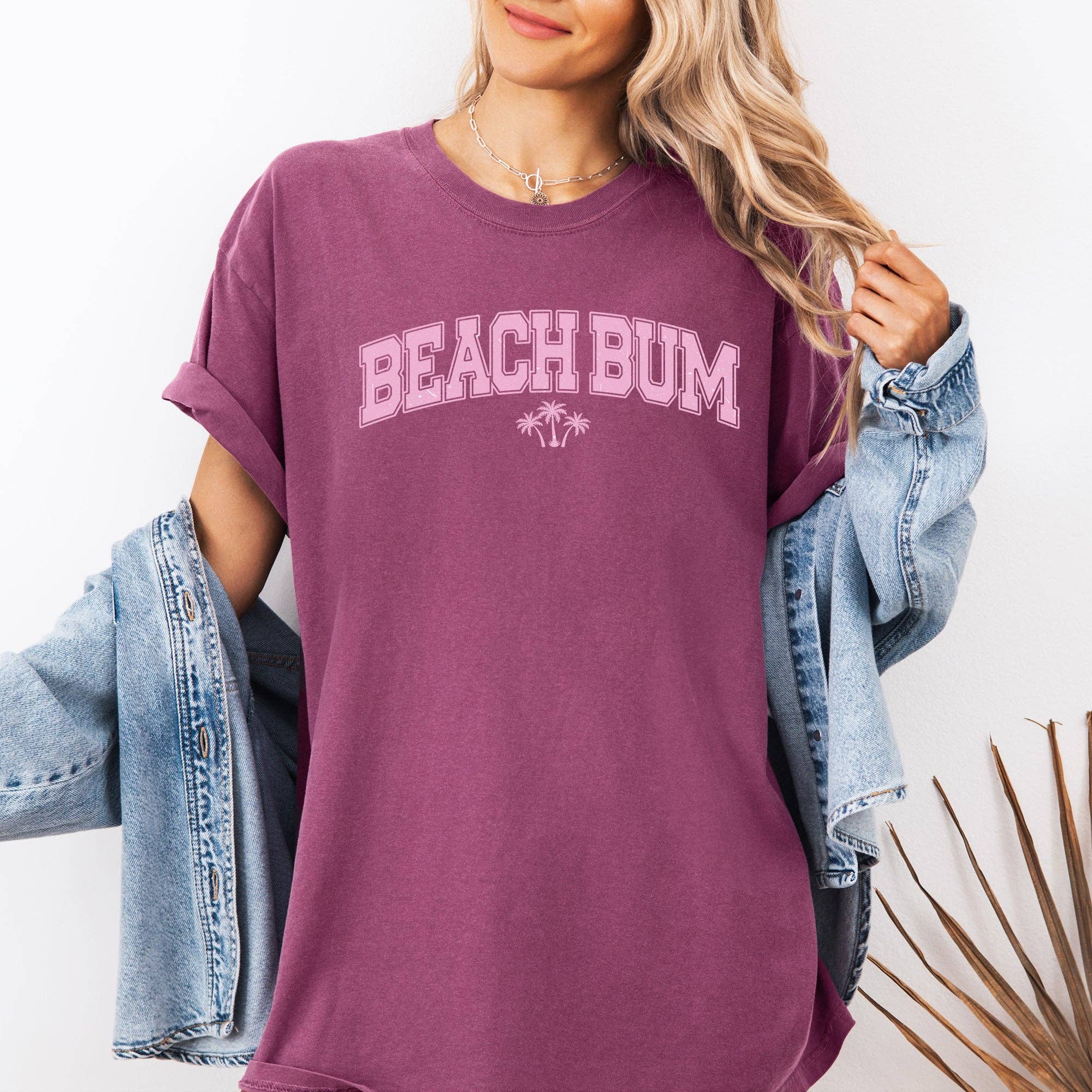 Beach Bum, Retro, Palm Trees, Varsity, Summer - Adult & Kids T-Shirts, Sweatshirts & Hoodies apparel design preview 1
