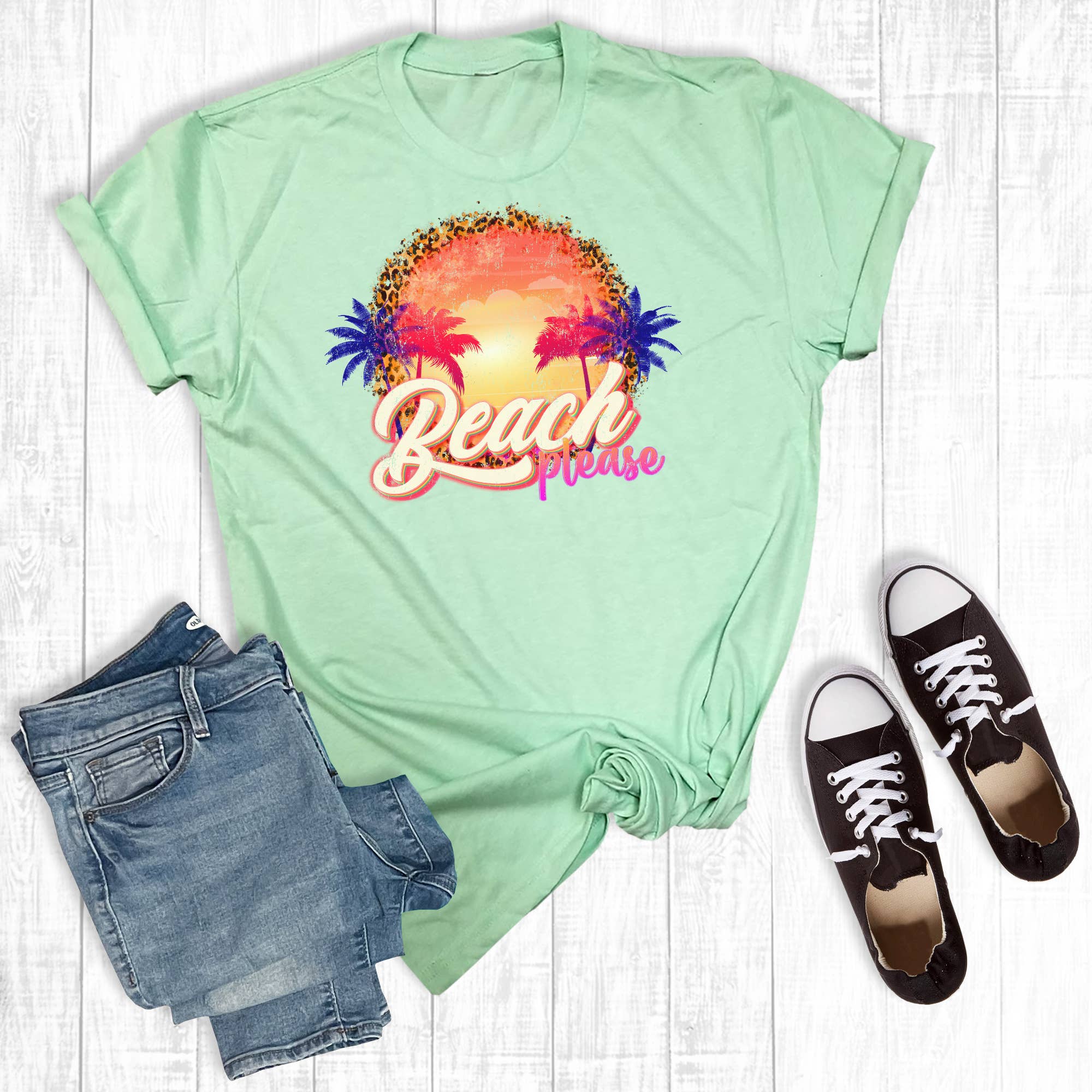 Beach Please Spring Break Graphic - Adult & Kids T-Shirts, Sweatshirts & Hoodies apparel design preview 1