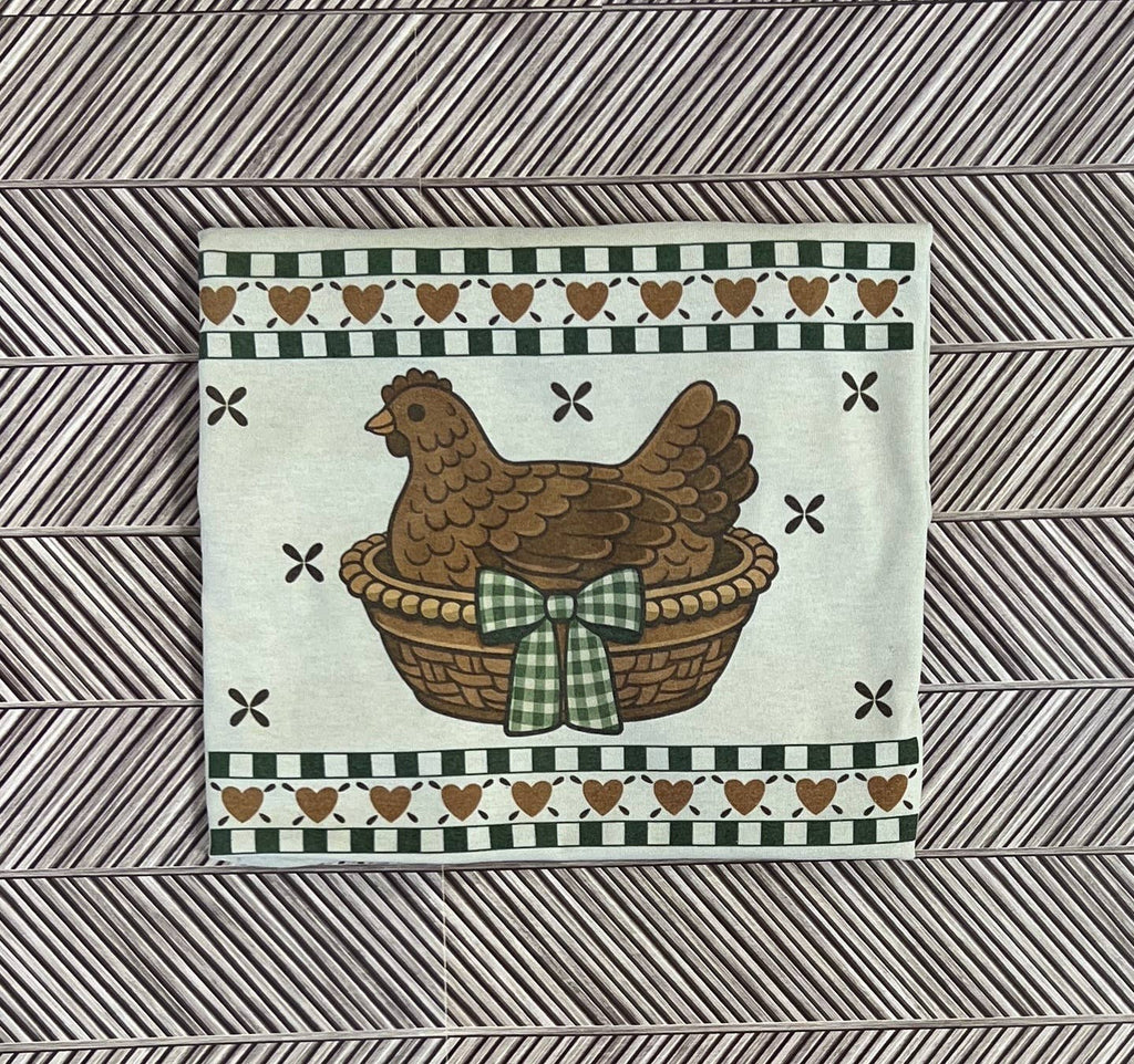 Vintage Hen in A Basket On Sand - Adult & Kids T-Shirts, Sweatshirts & Hoodies apparel design preview 1