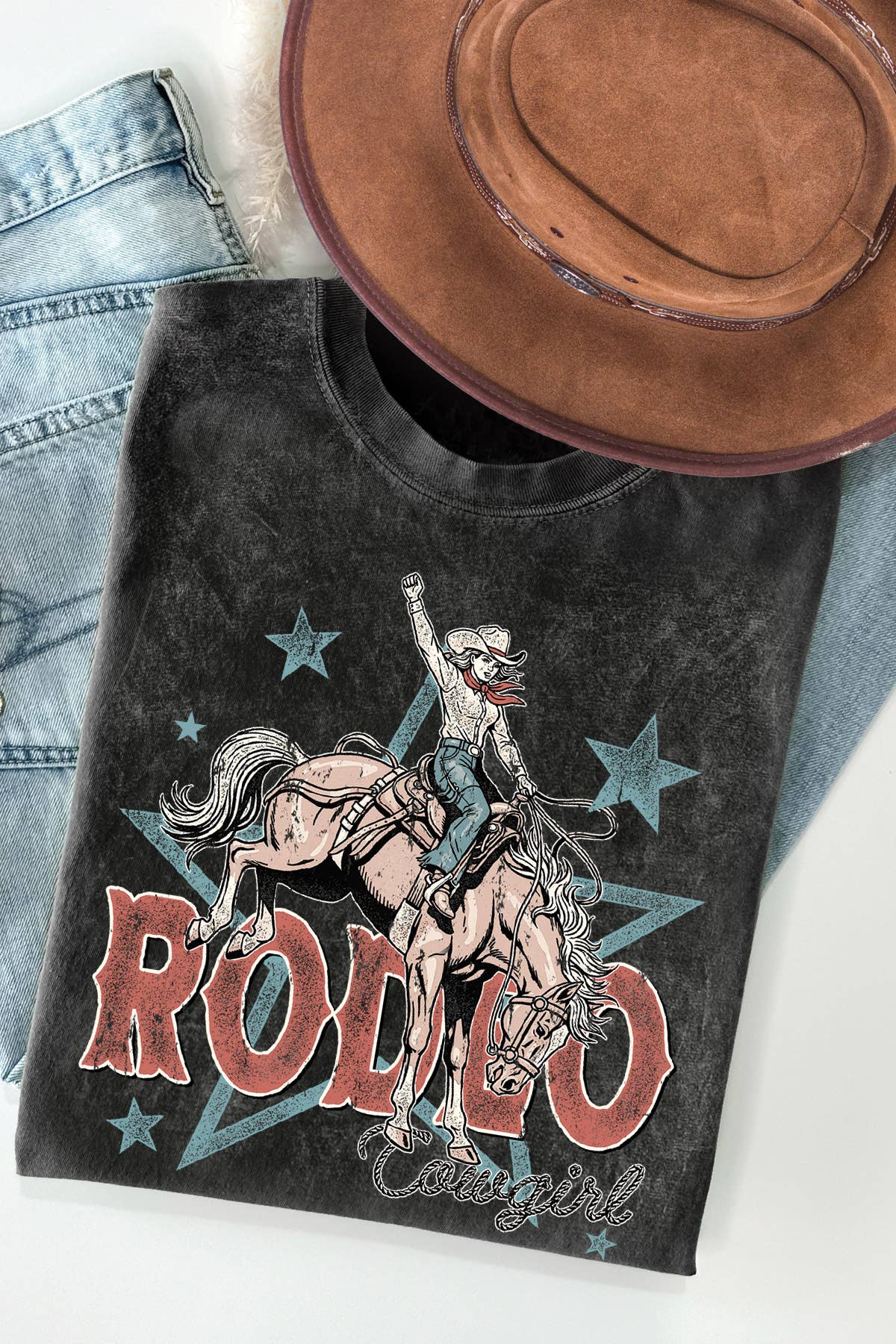Women Rodeo Graphic Print Mineral Wash Top - Adult & Kids T-Shirts, Sweatshirts & Hoodies apparel design preview 1