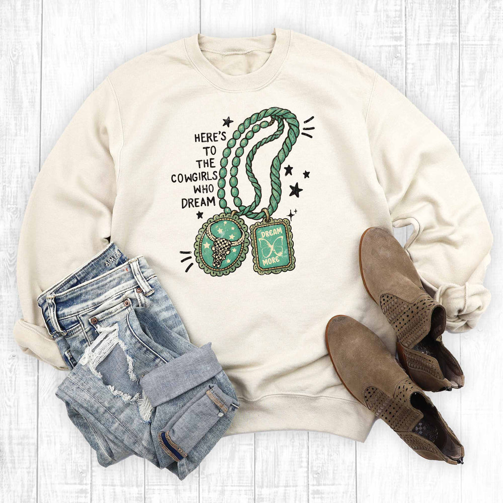 Western Turquoise Here's To the Cowgirls - Adult & Kids T-Shirts, Sweatshirts & Hoodies apparel design preview 1