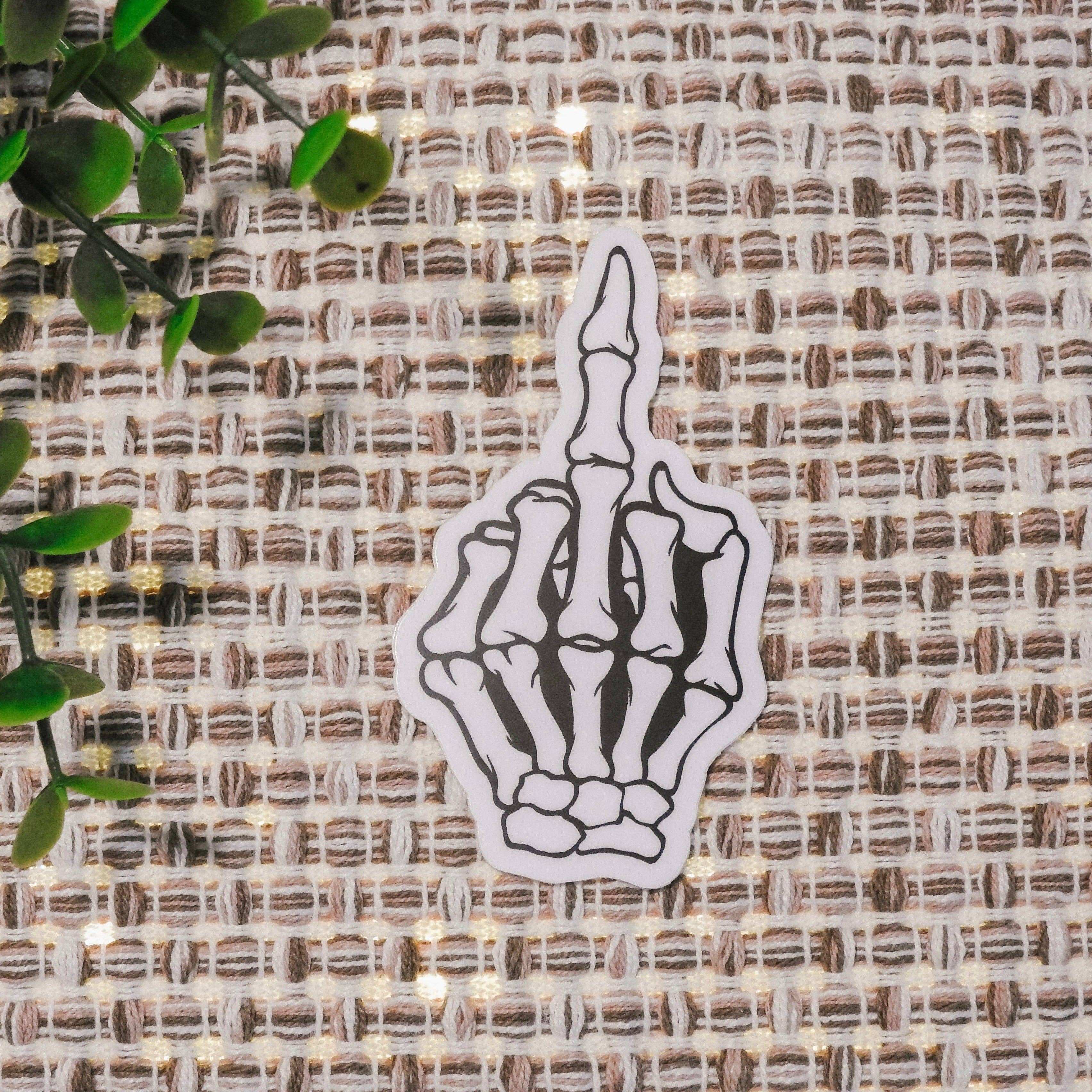 Skelly Middle Finger Sticker - Adult & Kids T-Shirts, Sweatshirts & Hoodies apparel design preview 1