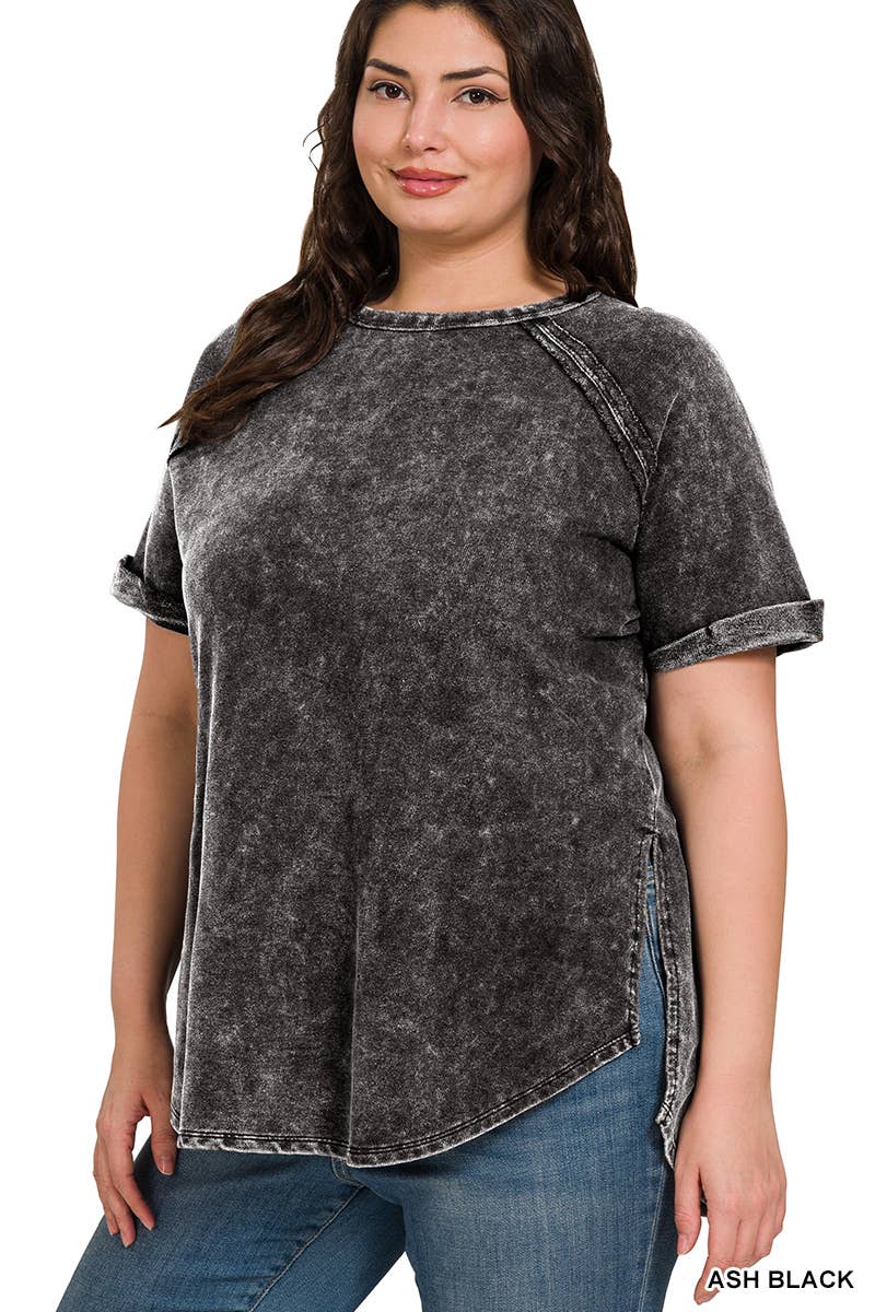 SI-25676 Plus Size French Terry Acid Wash Raw Edge - Adult & Kids T-Shirts, Sweatshirts & Hoodies apparel design preview 1