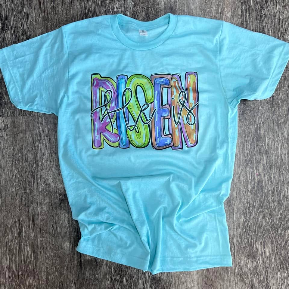 He Is Risen Messy Paint On Purist Blue - Adult & Kids T-Shirts, Sweatshirts & Hoodies apparel design preview 1
