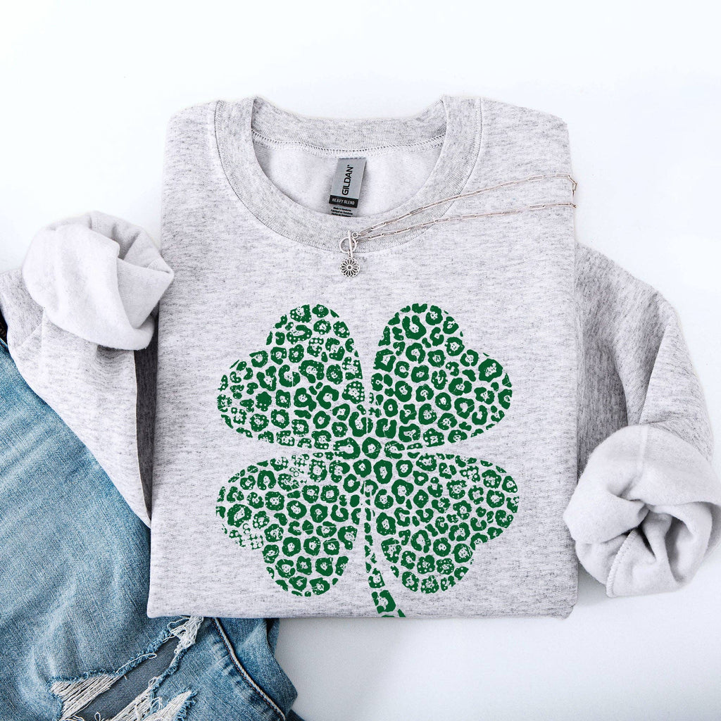 Vintage Leopard Print Shamrock, St Patrick's Day, - Adult & Kids T-Shirts, Sweatshirts & Hoodies apparel design preview 1