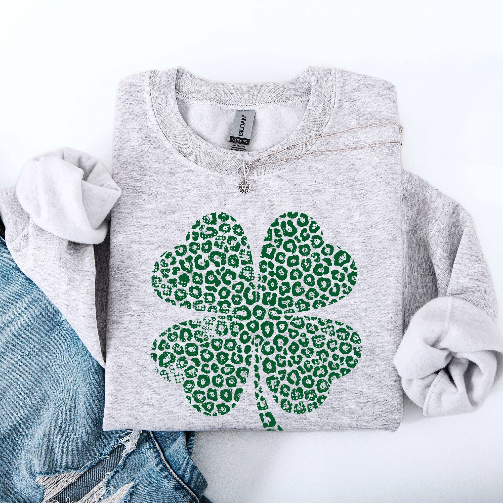 Vintage Leopard Print Shamrock, St Patrick's Day, - Adult & Kids T-Shirts, Sweatshirts & Hoodies apparel design preview 1