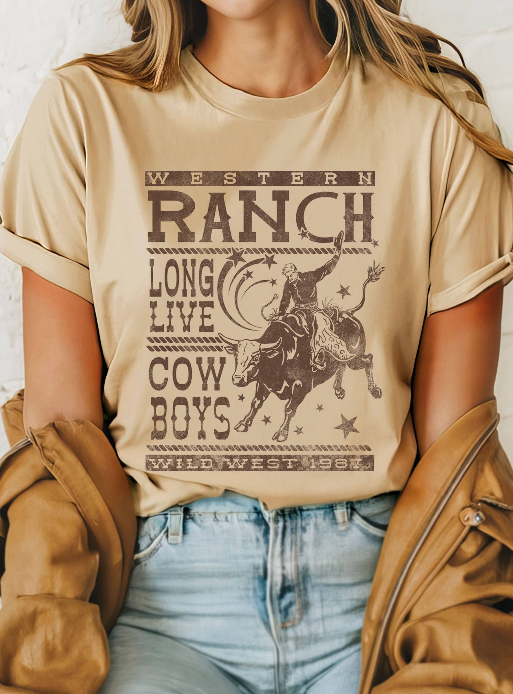 Western Ranch Cow Rodeo Graphic - Adult & Kids T-Shirts, Sweatshirts & Hoodies apparel design preview 1