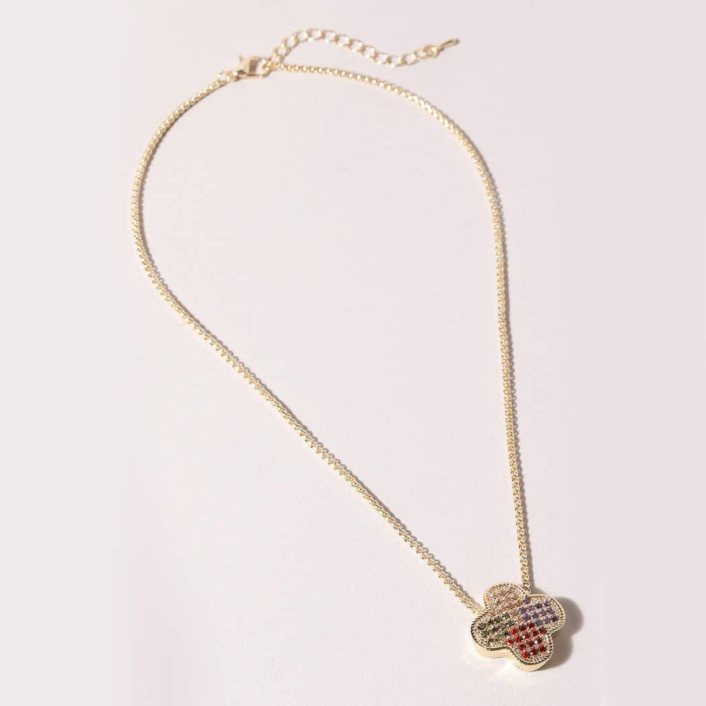 Multicolor Cz Stone Pave Clover Box Chain Necklace - Adult & Kids T-Shirts, Sweatshirts & Hoodies apparel design preview 1