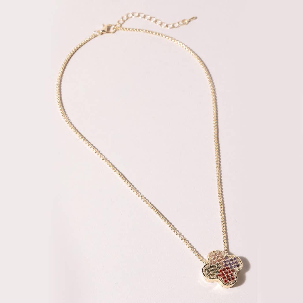 Multicolor Cz Stone Pave Clover Box Chain Necklace - Adult & Kids T-Shirts, Sweatshirts & Hoodies apparel design preview 1