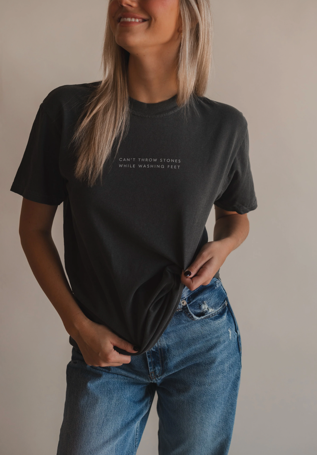 Can't Throw Stones Charcoal Christian Faith - Adult & Kids T-Shirts, Sweatshirts & Hoodies apparel design preview 1
