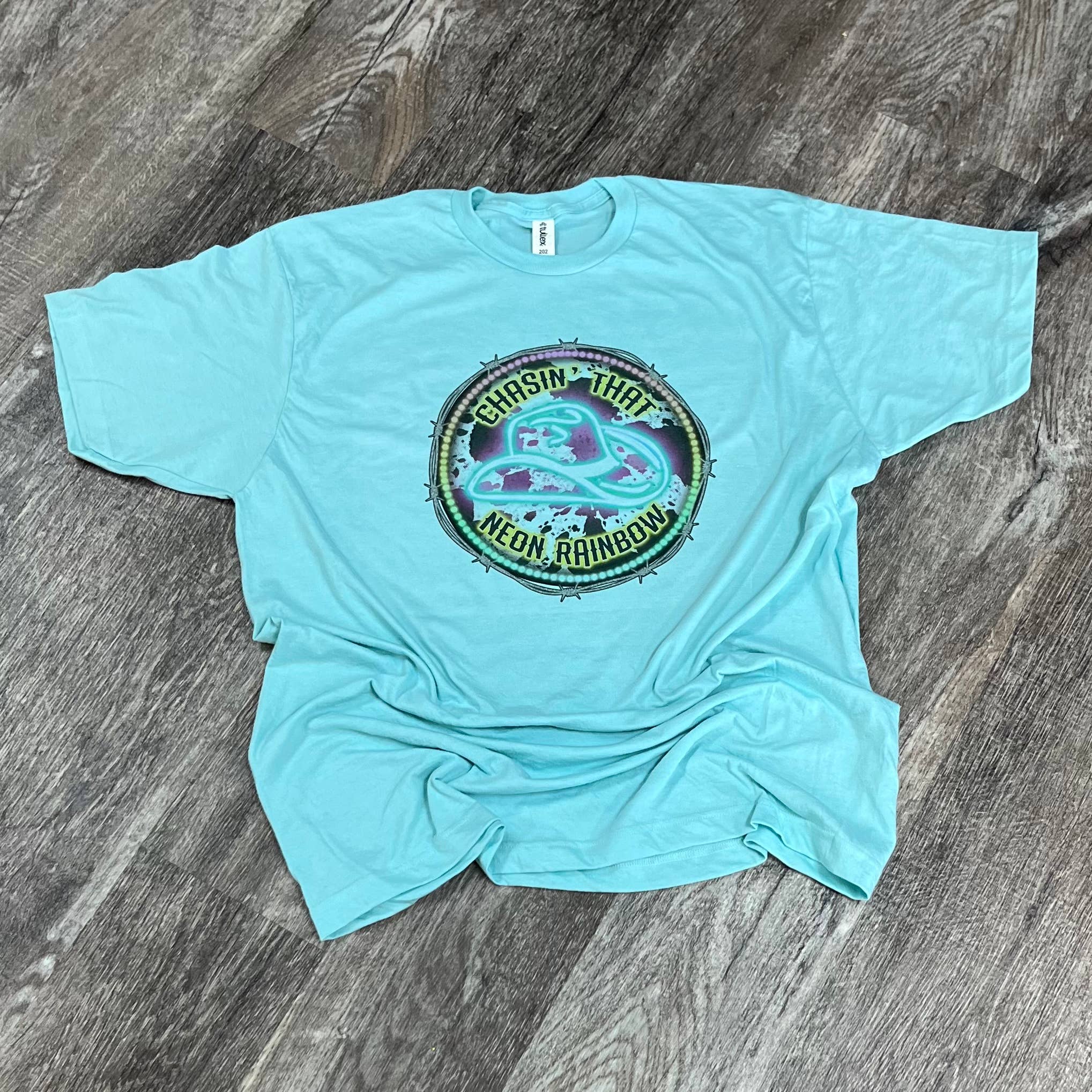 Chasin' That Neon Rainbow On Purist Blue - Adult & Kids T-Shirts, Sweatshirts & Hoodies apparel design preview 1