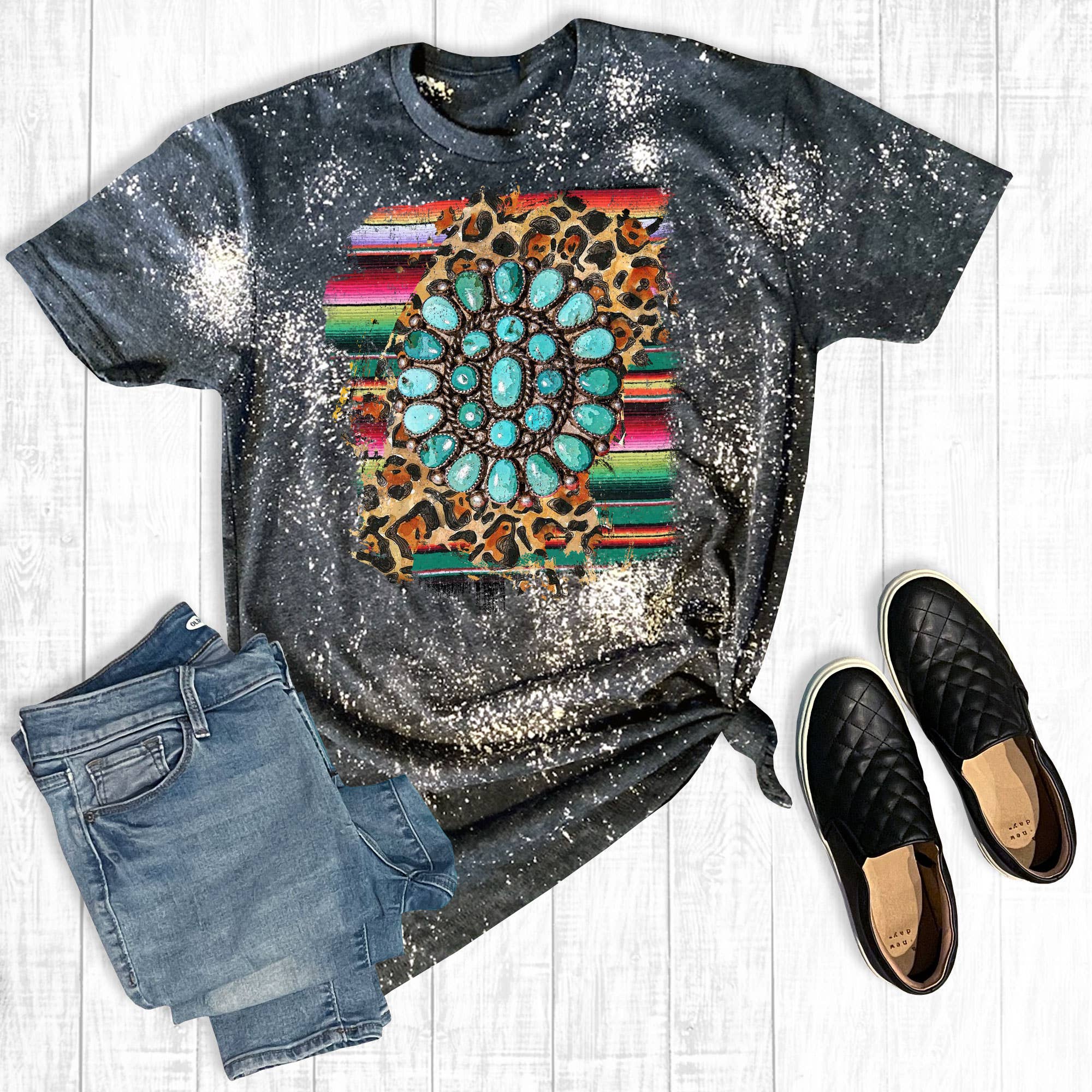Distressed Leopard Serape Gem - Adult & Kids T-Shirts, Sweatshirts & Hoodies apparel design preview 1