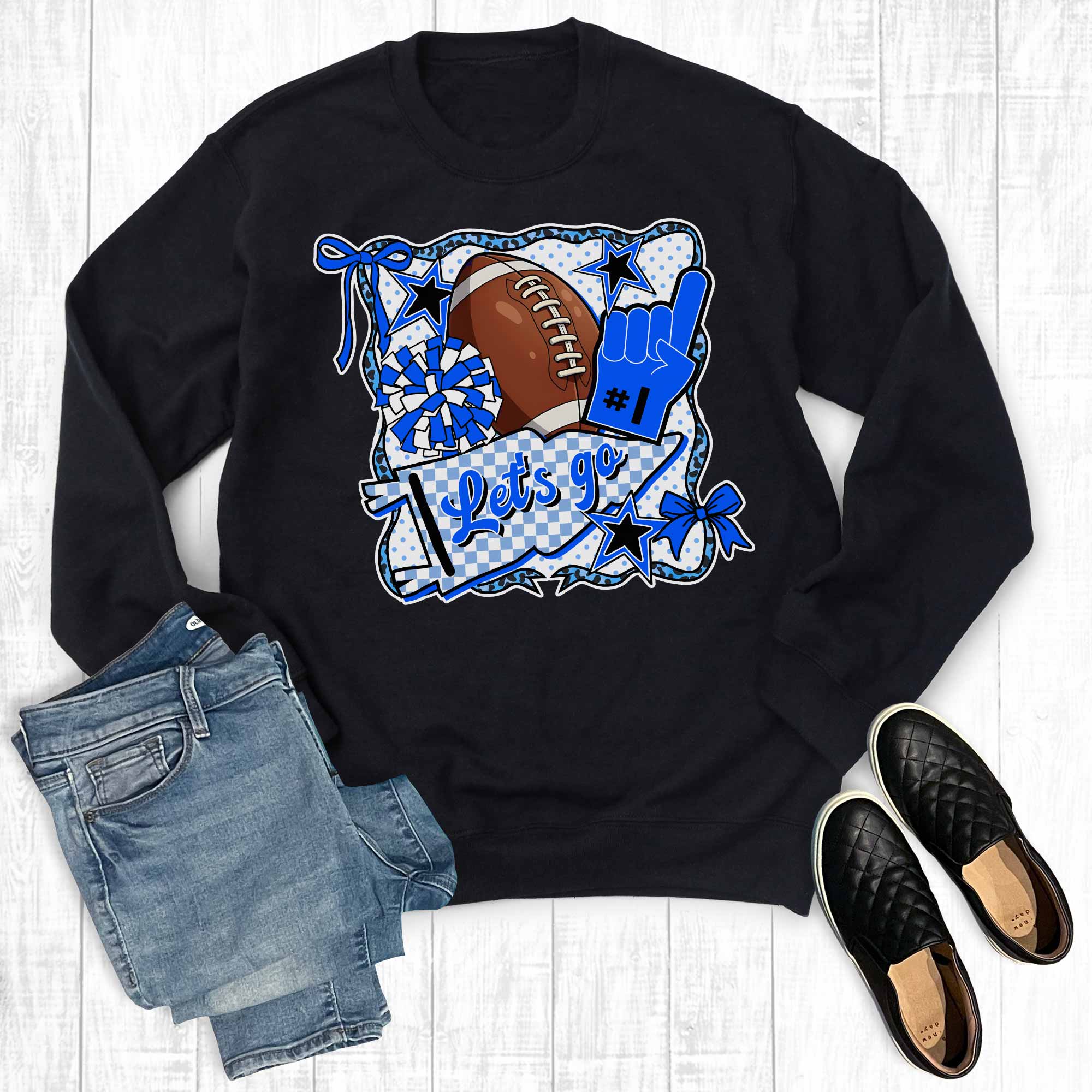Custom Retro Gameday Let's Go Football - Adult & Kids T-Shirts, Sweatshirts & Hoodies apparel design preview 1