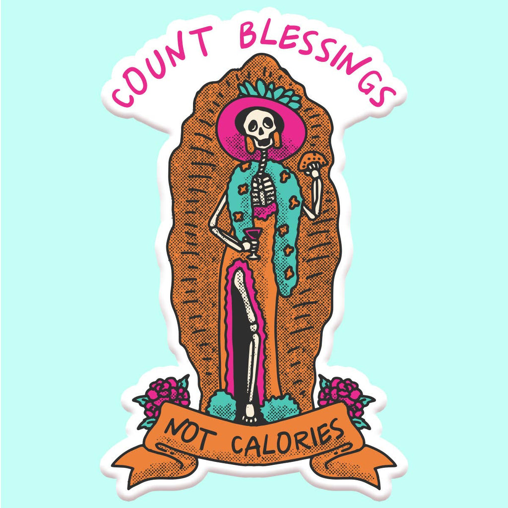 Count Blessings Not Calories Funny Sticker Decal - Adult & Kids T-Shirts, Sweatshirts & Hoodies apparel design preview 1