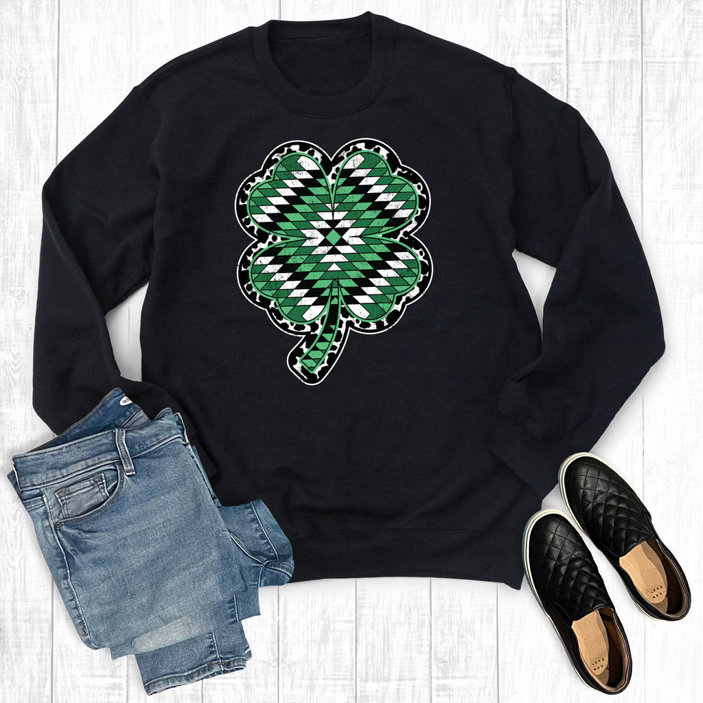 Aztec Cowhide St. Patrick's Day Shamrock - Adult & Kids T-Shirts, Sweatshirts & Hoodies apparel design preview 1