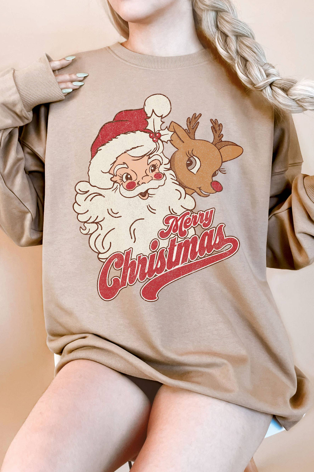 Santa&Rudolph Christmas Oversize Graphic Terry - Adult & Kids T-Shirts, Sweatshirts & Hoodies apparel design preview 1