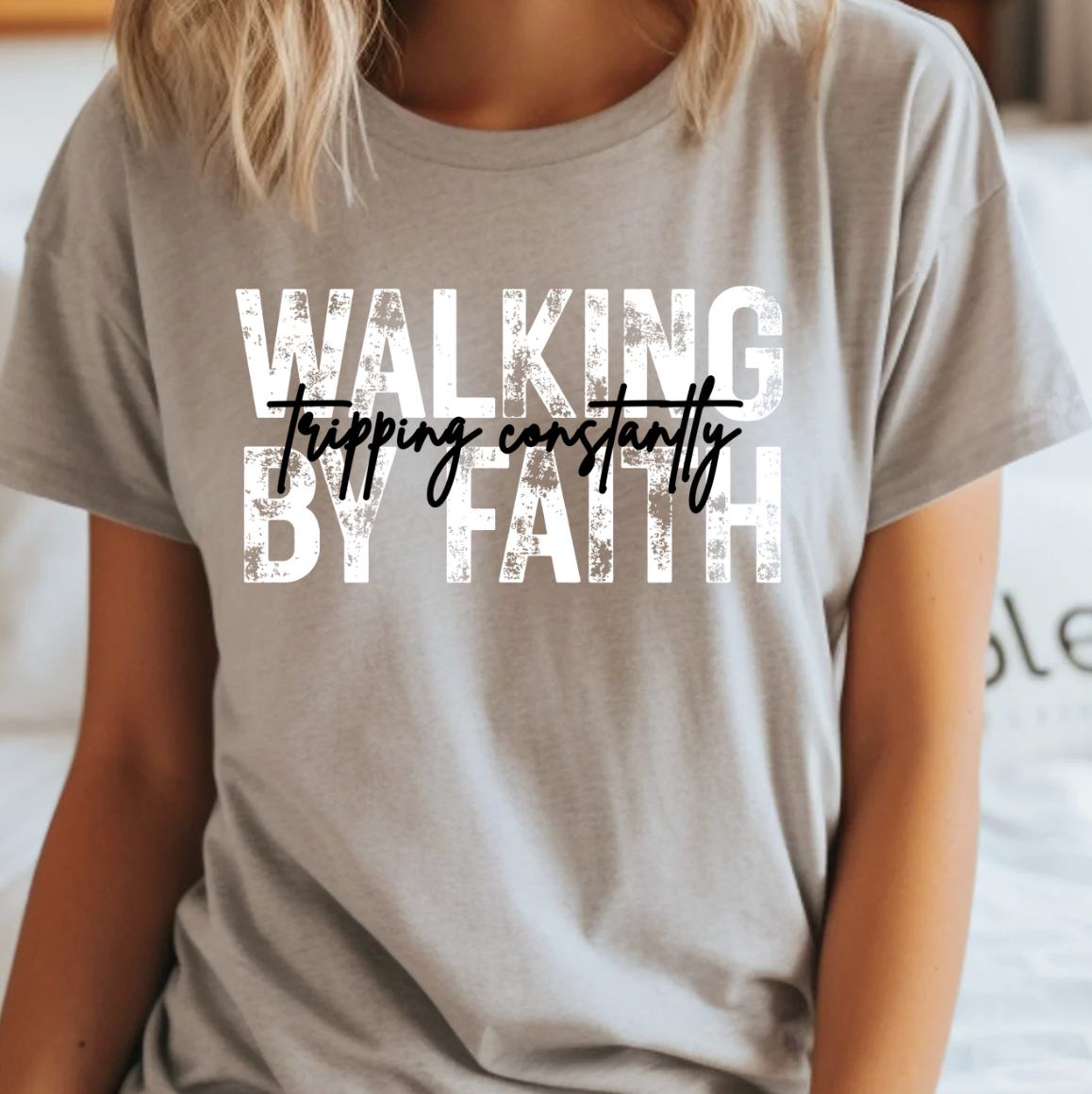 Walking By Faith Tripping Constantly - Adult & Kids T-Shirts, Sweatshirts & Hoodies apparel design preview 1