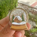 Snow Globe Enamel Pin with Cozy Cabin Winter Holiday - Adult & Kids T-Shirts, Sweatshirts & Hoodies apparel design preview 1
